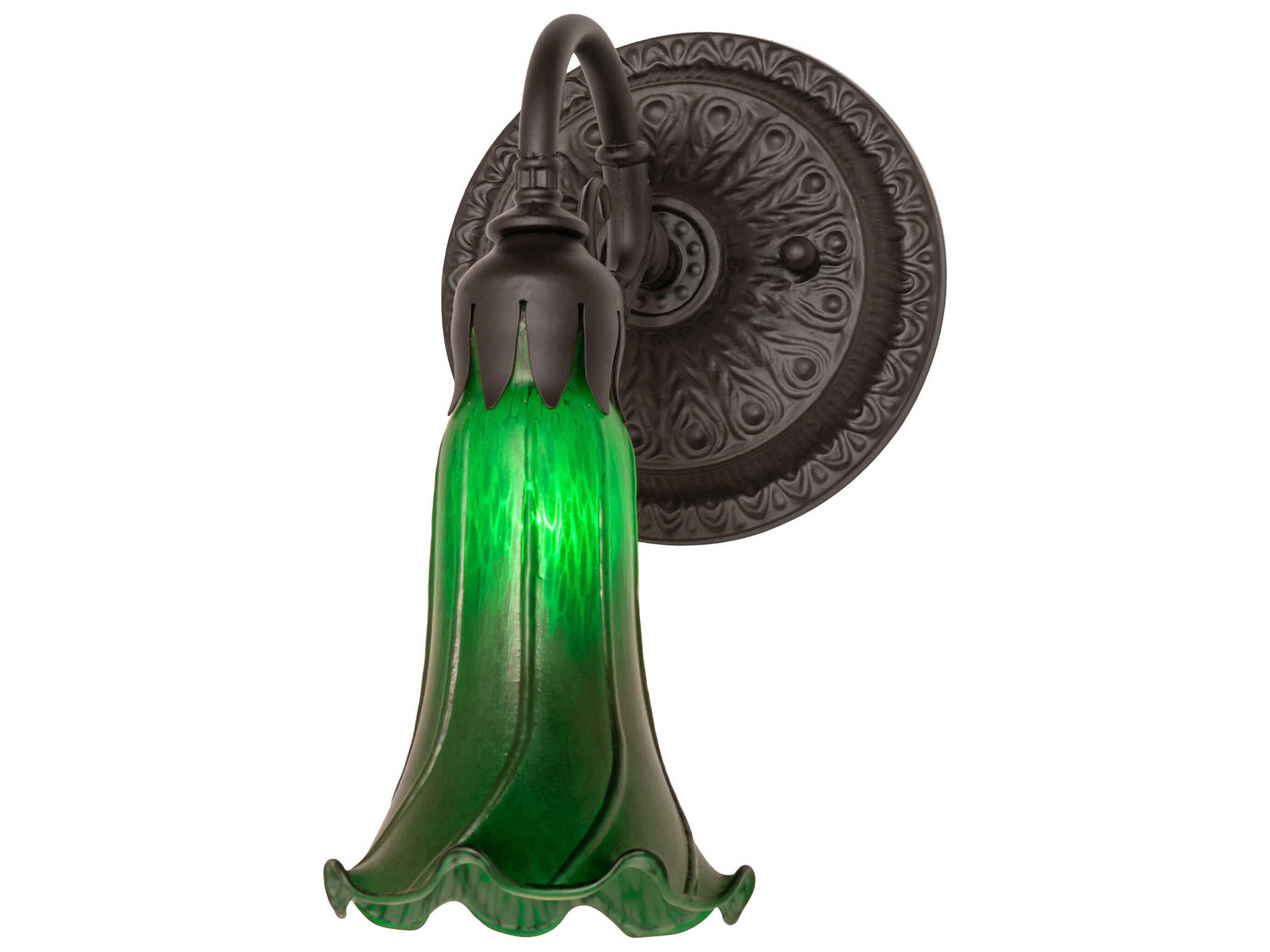 Meyda Pond Lily 1-Light Oil Rubbed Bronze Glass Wall Sconce