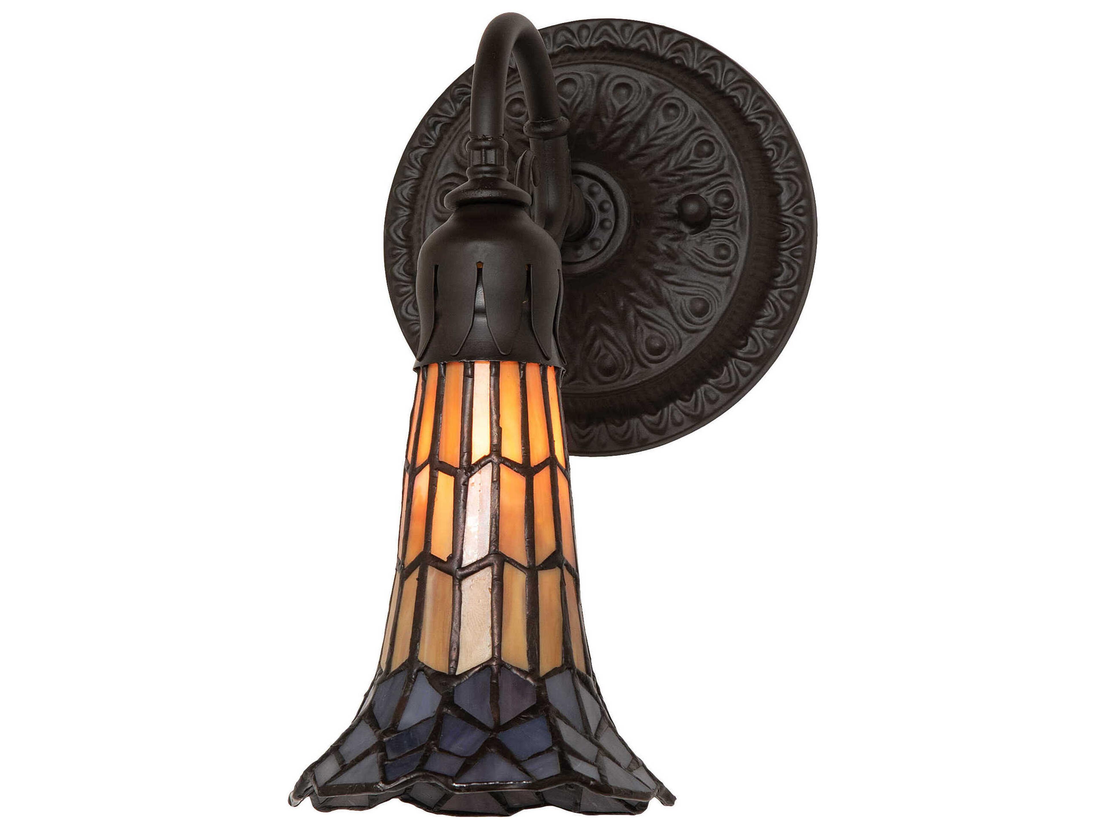 Meyda Stained Glass Pond Lily 1-Light Oil Rubbed Bronze Tiffany Wall Sconce