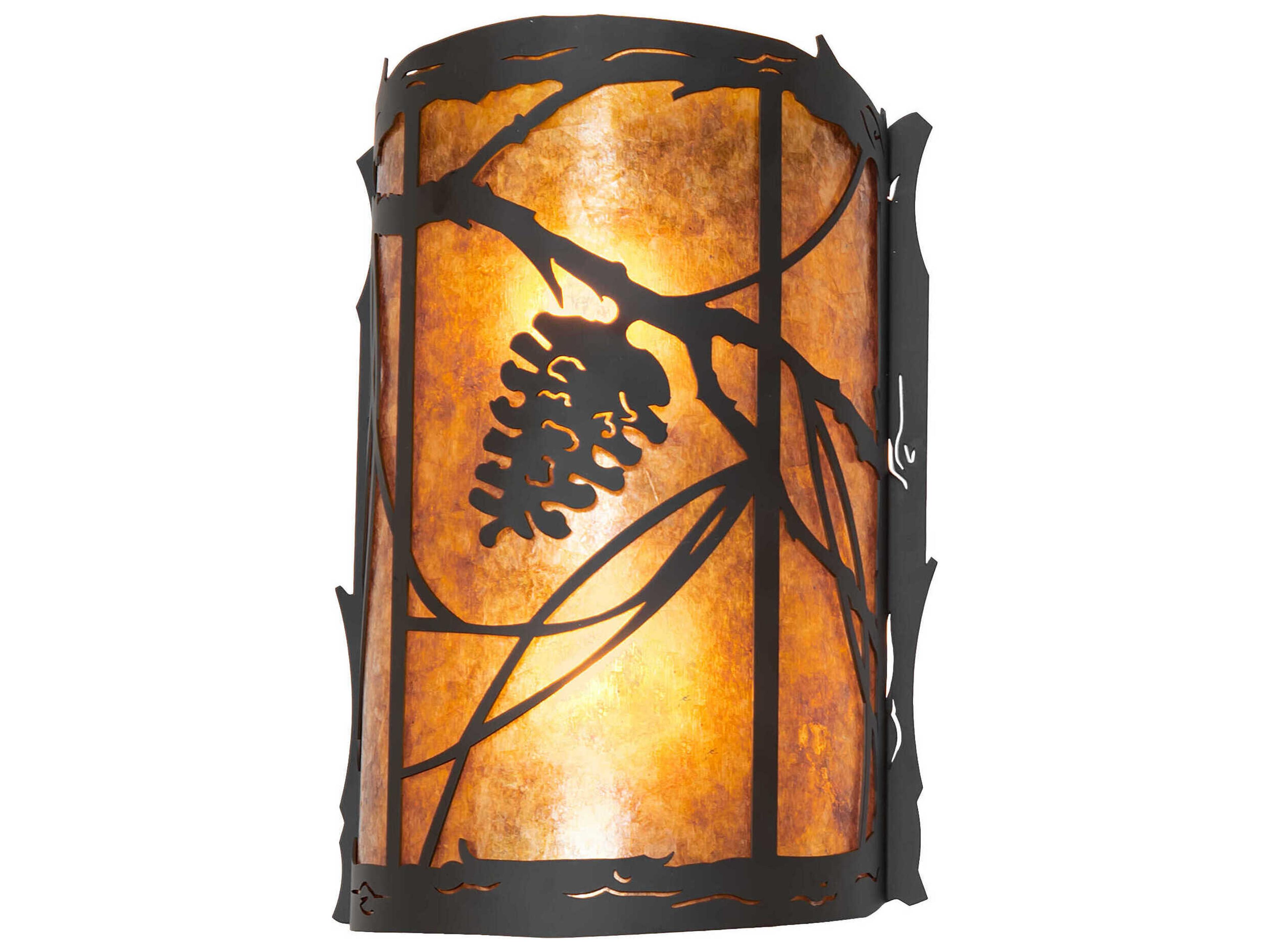 Meyda Whispering Pines 2-Light Oil Rubbed Bronze Glass Wall Sconce