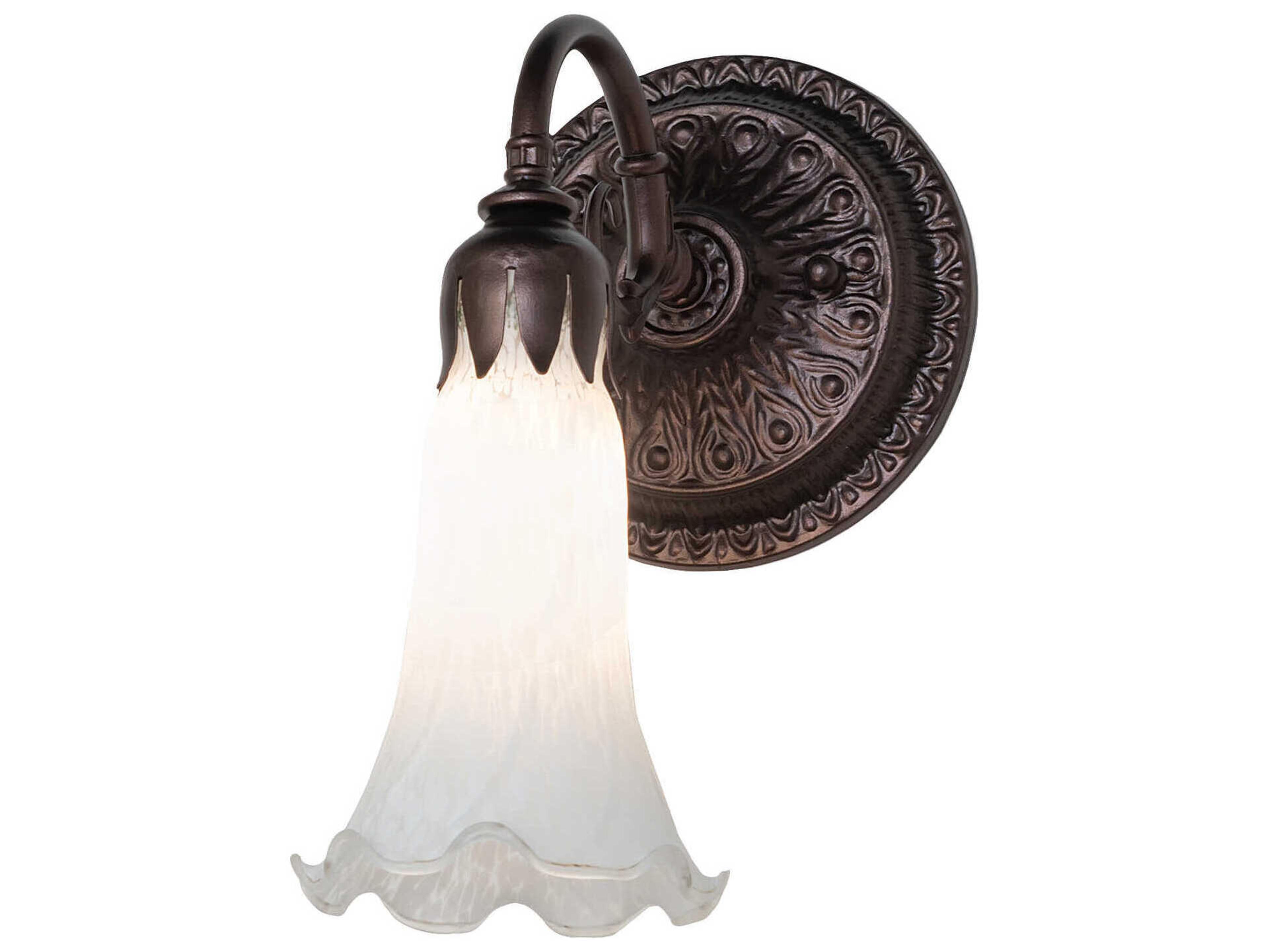 Meyda Pond Lily 1-Light Mahogany Bronze Glass Wall Sconce