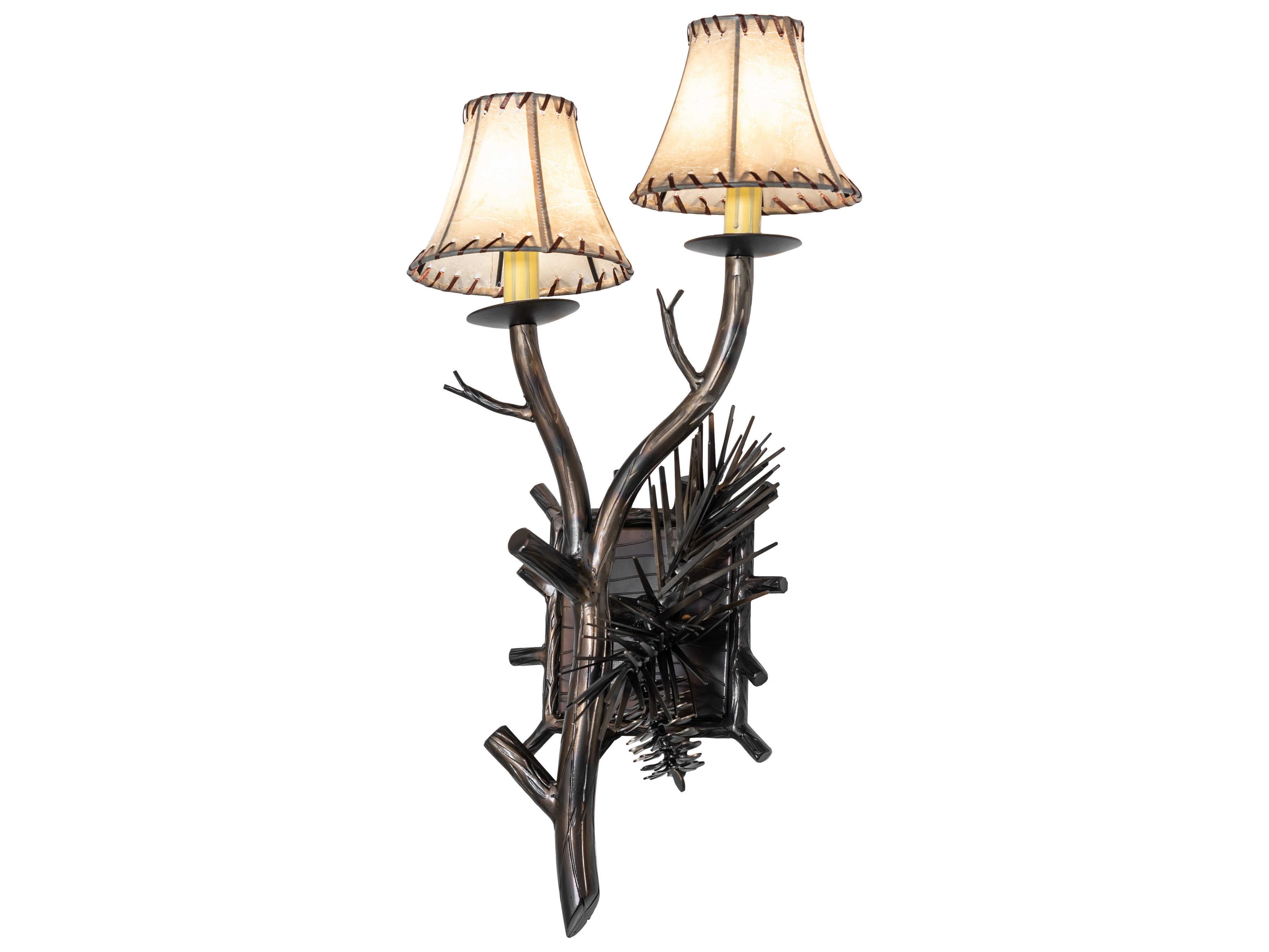 Meyda Pinewood 2-Light Light Burnished Antique Copper Wall Sconce