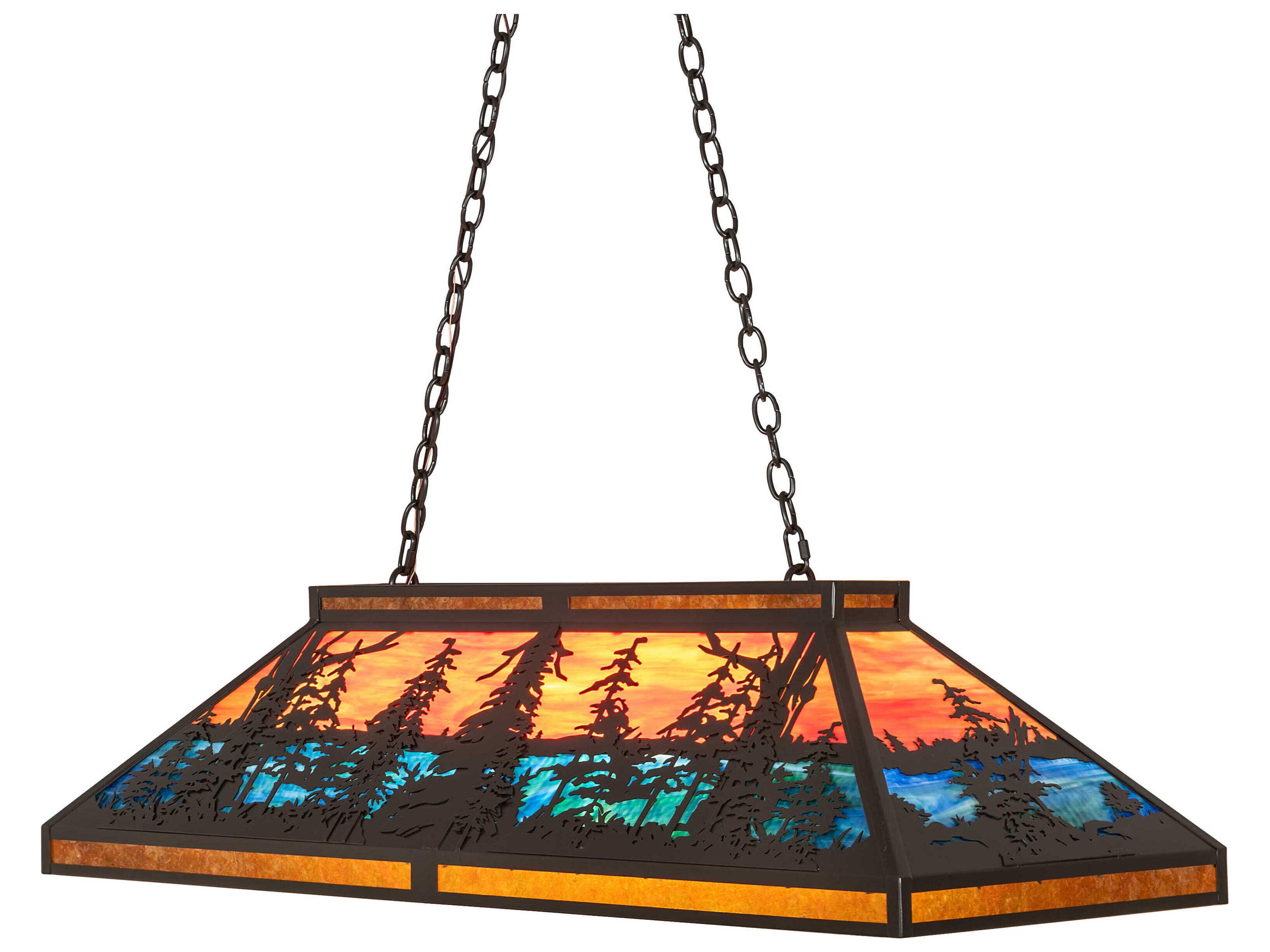 Meyda Tall Pines 7-Light Timeless Bronze Glass Island Pendant