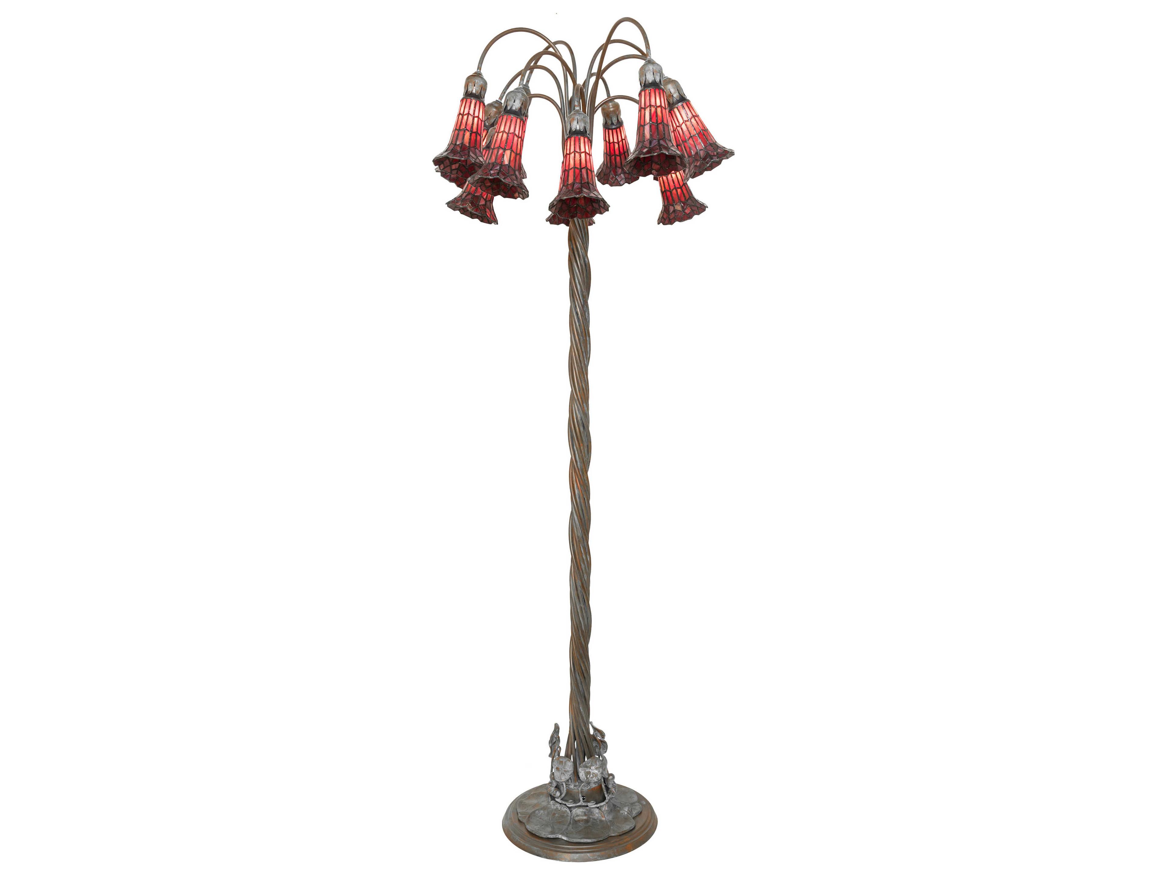 Meyda Stained Glass Pond Lily Bronze Floor Lamp