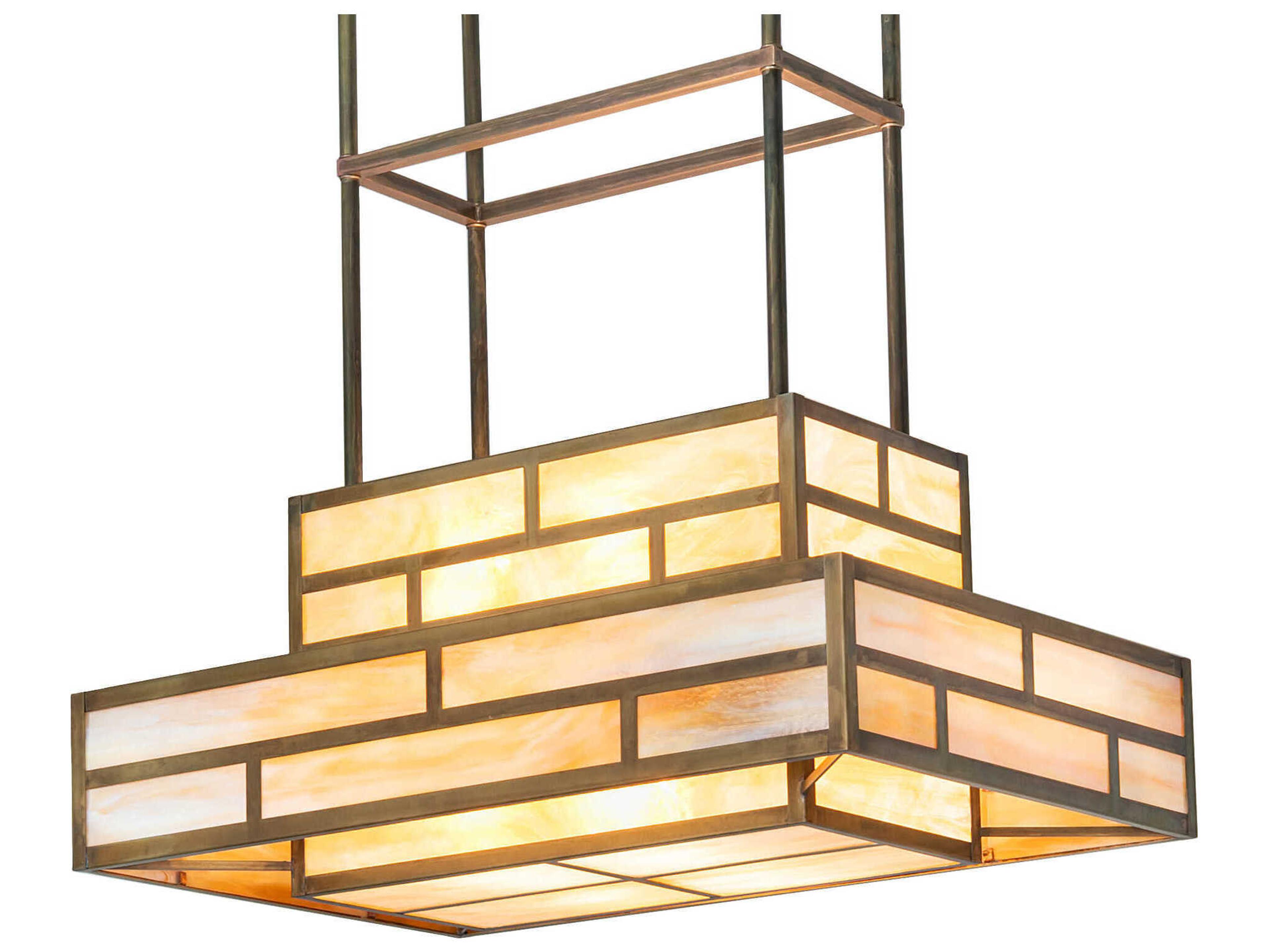 Meyda Hyde Park T Mission 8-Light Vintage Brass Pendant