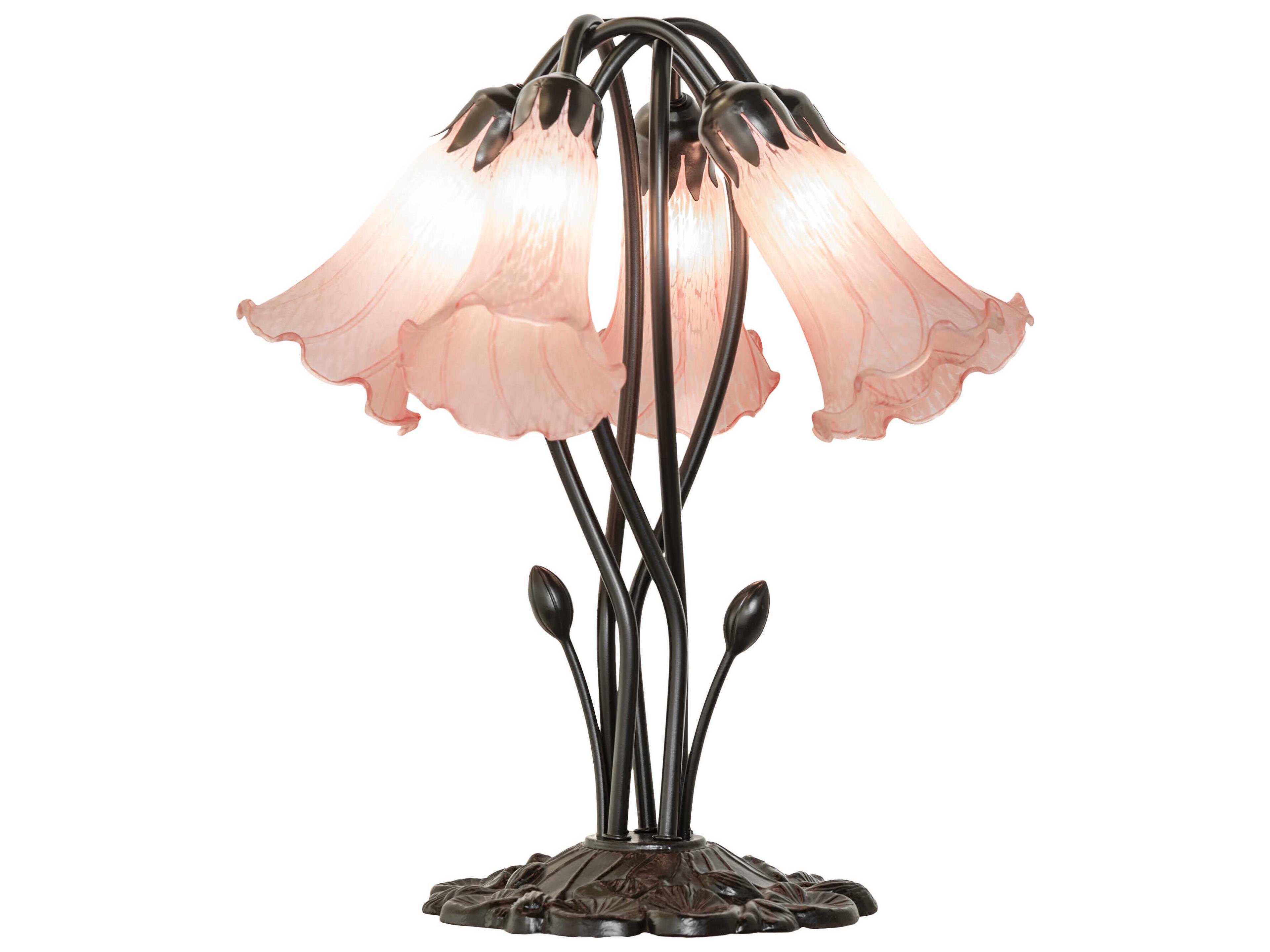 Meyda Pond Lily Mahogany Bronze Table Lamp