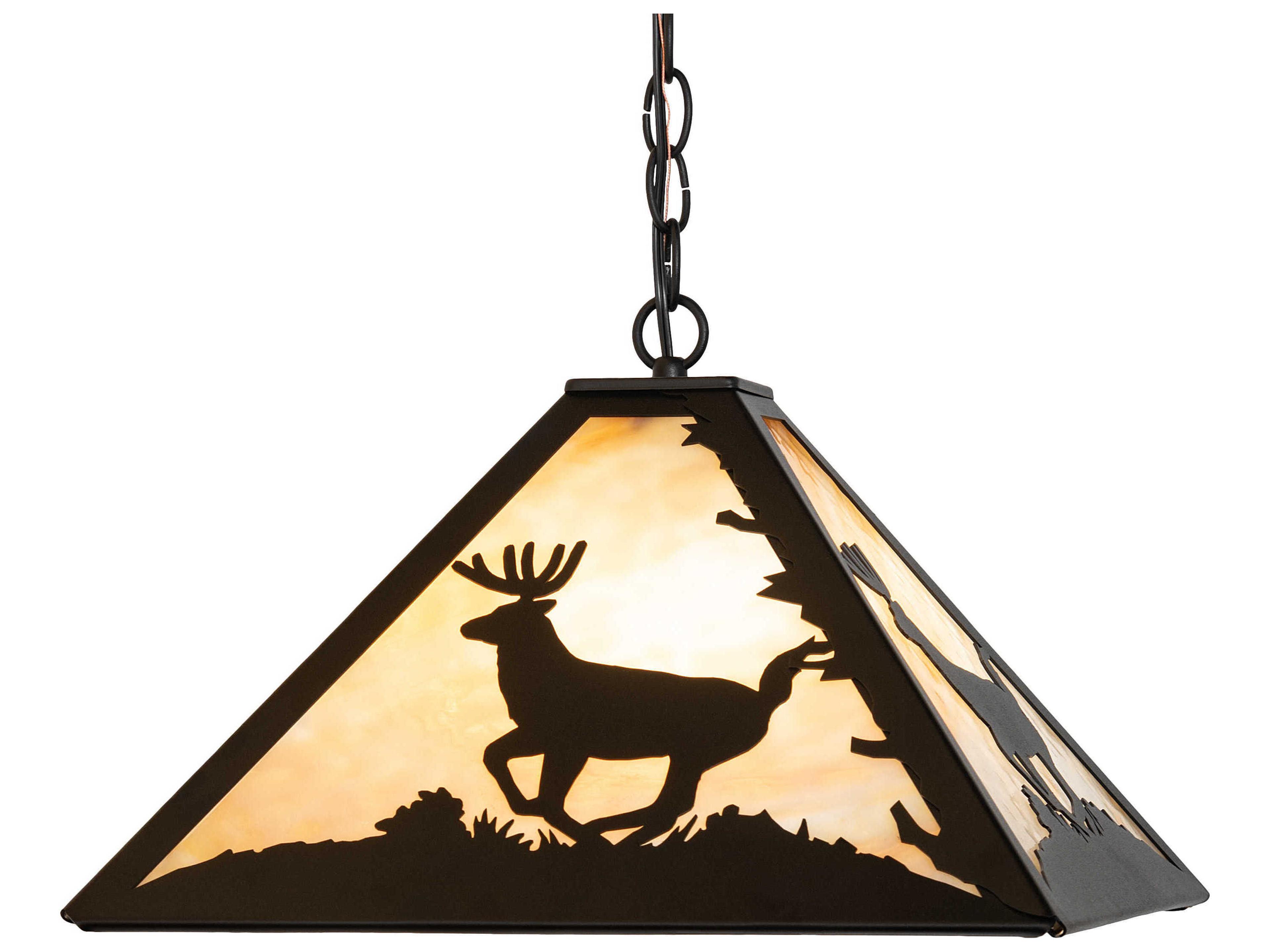 Meyda Lone Deer 3-Light Textured Black Brown Glass Pendant