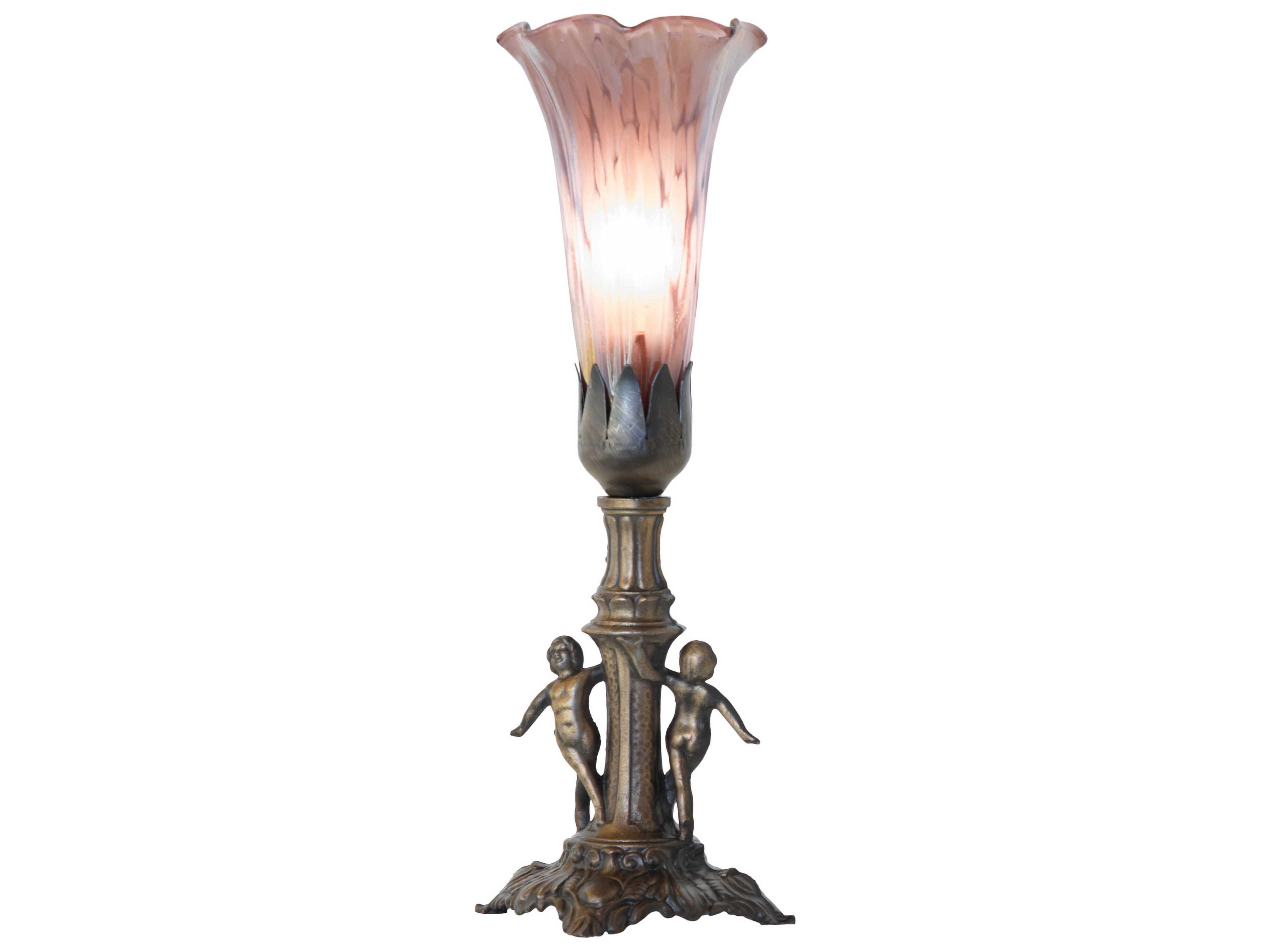 Meyda Pond Lily Antique Brass Table Lamp