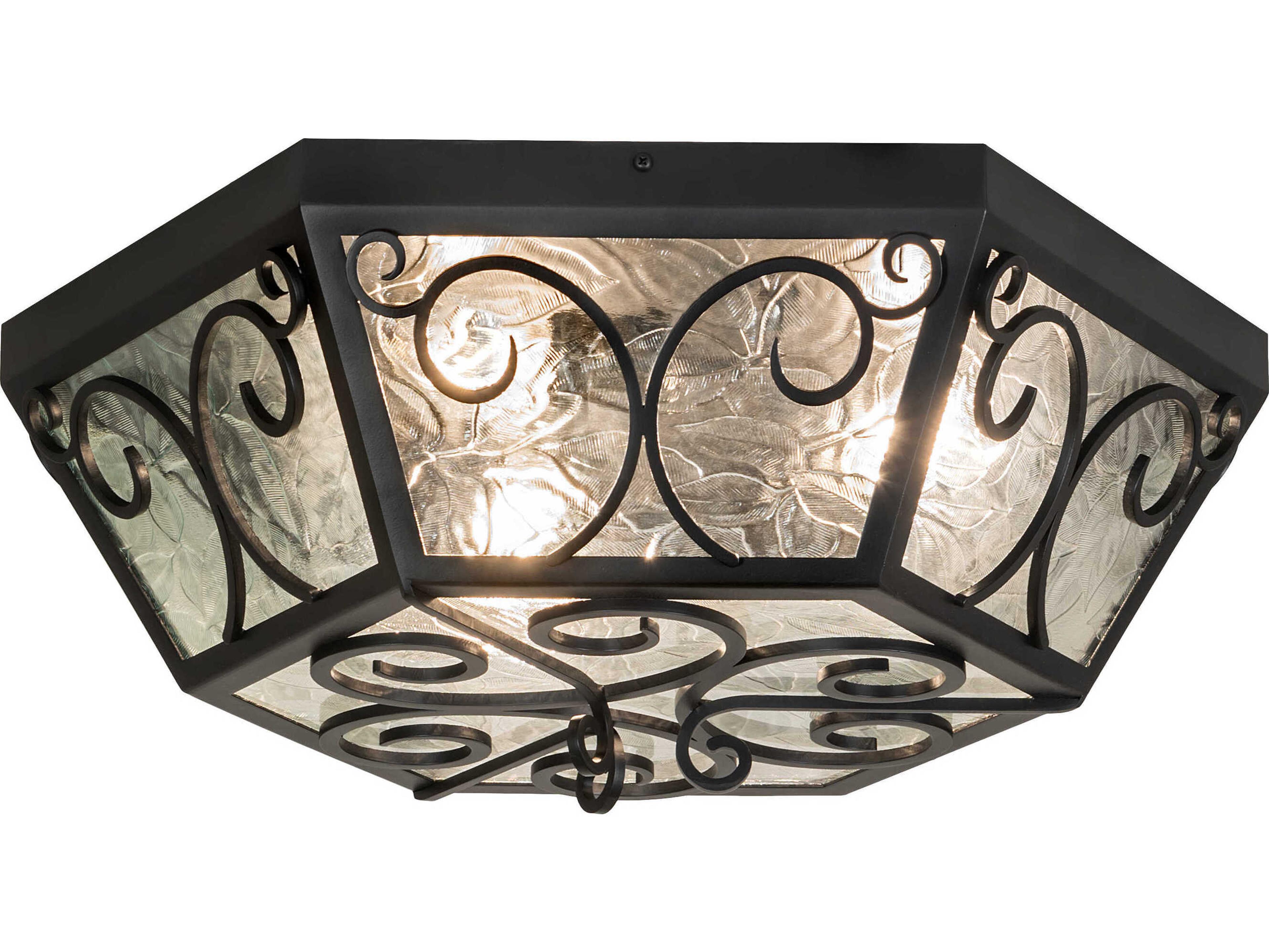 Meyda Camilla 3-Light Blackwash Glass Flush Mount