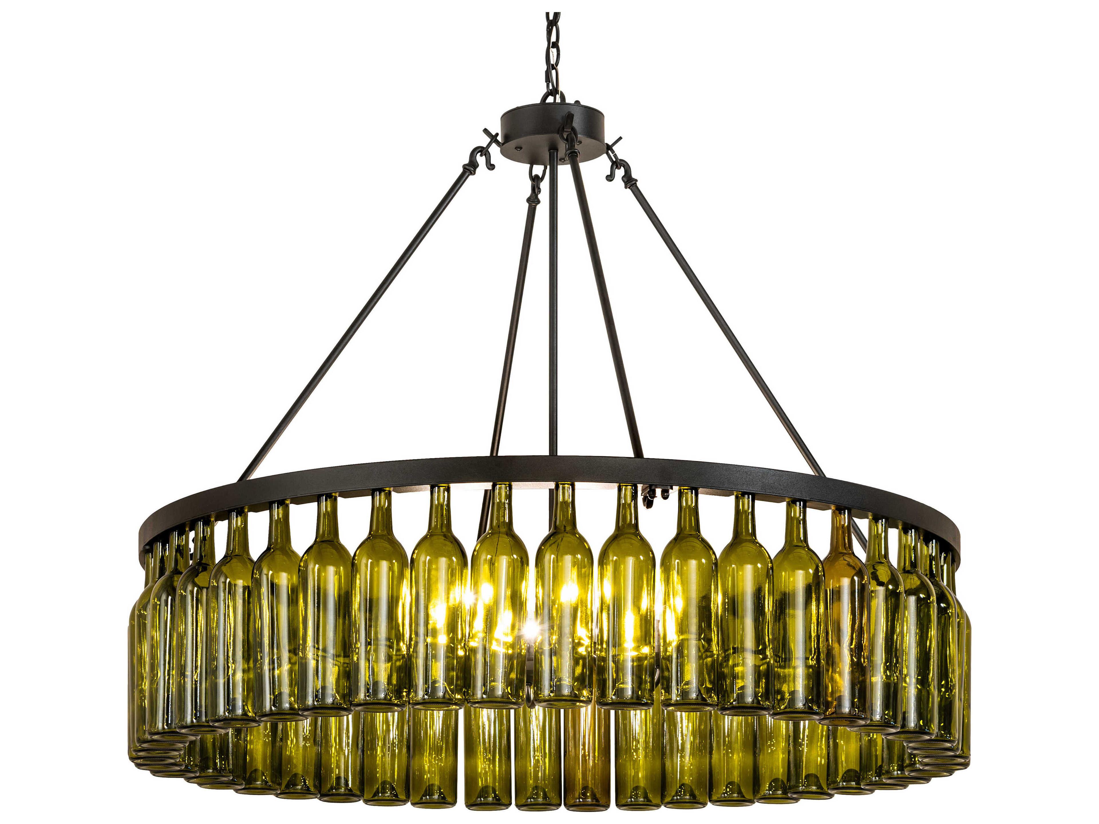 Meyda Tuscan Vineyard 6-Light Textured Black Green Chandelier