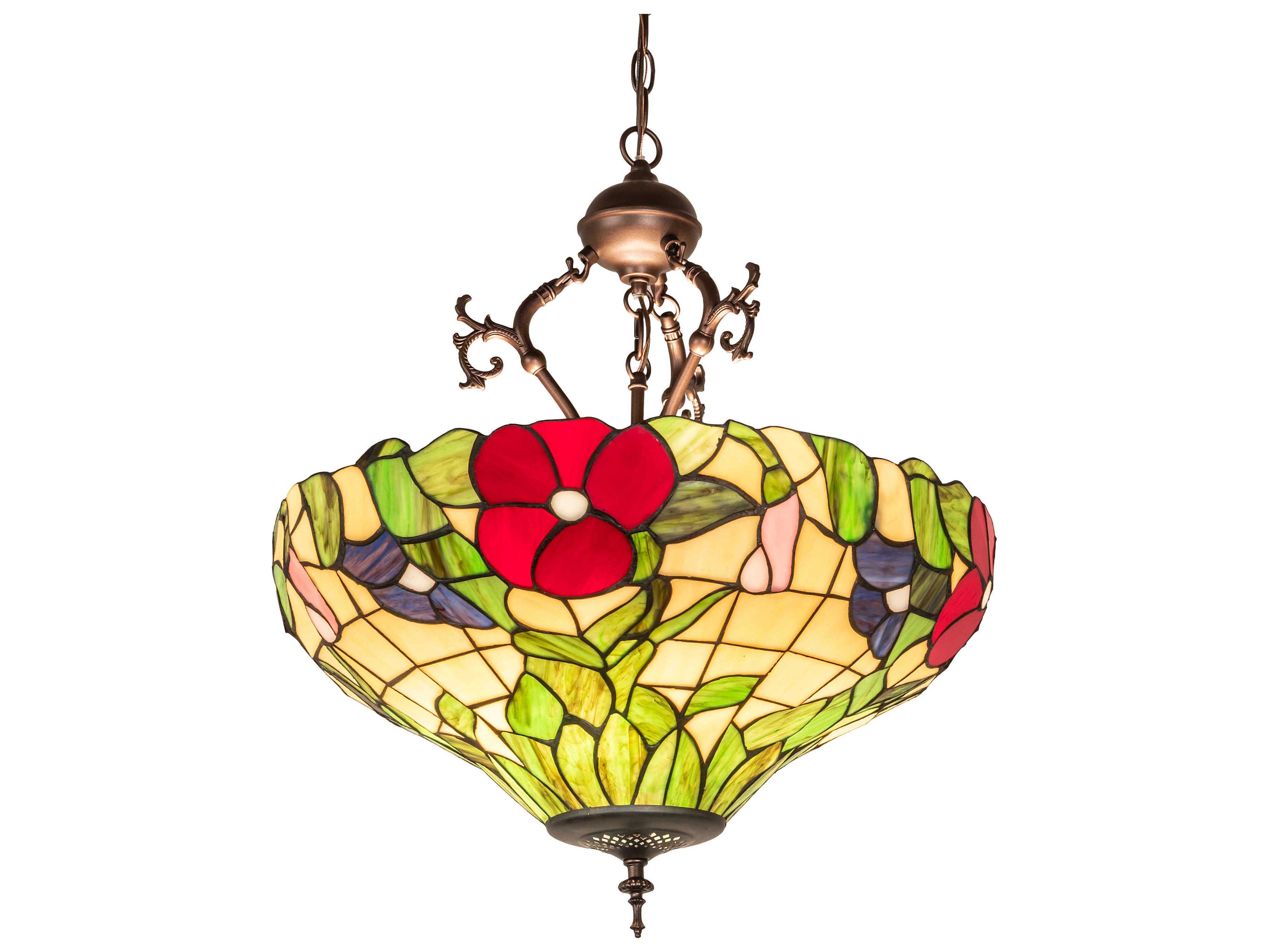 Meyda Peony 3-Light Mahogany Bronze Bowl Pendant