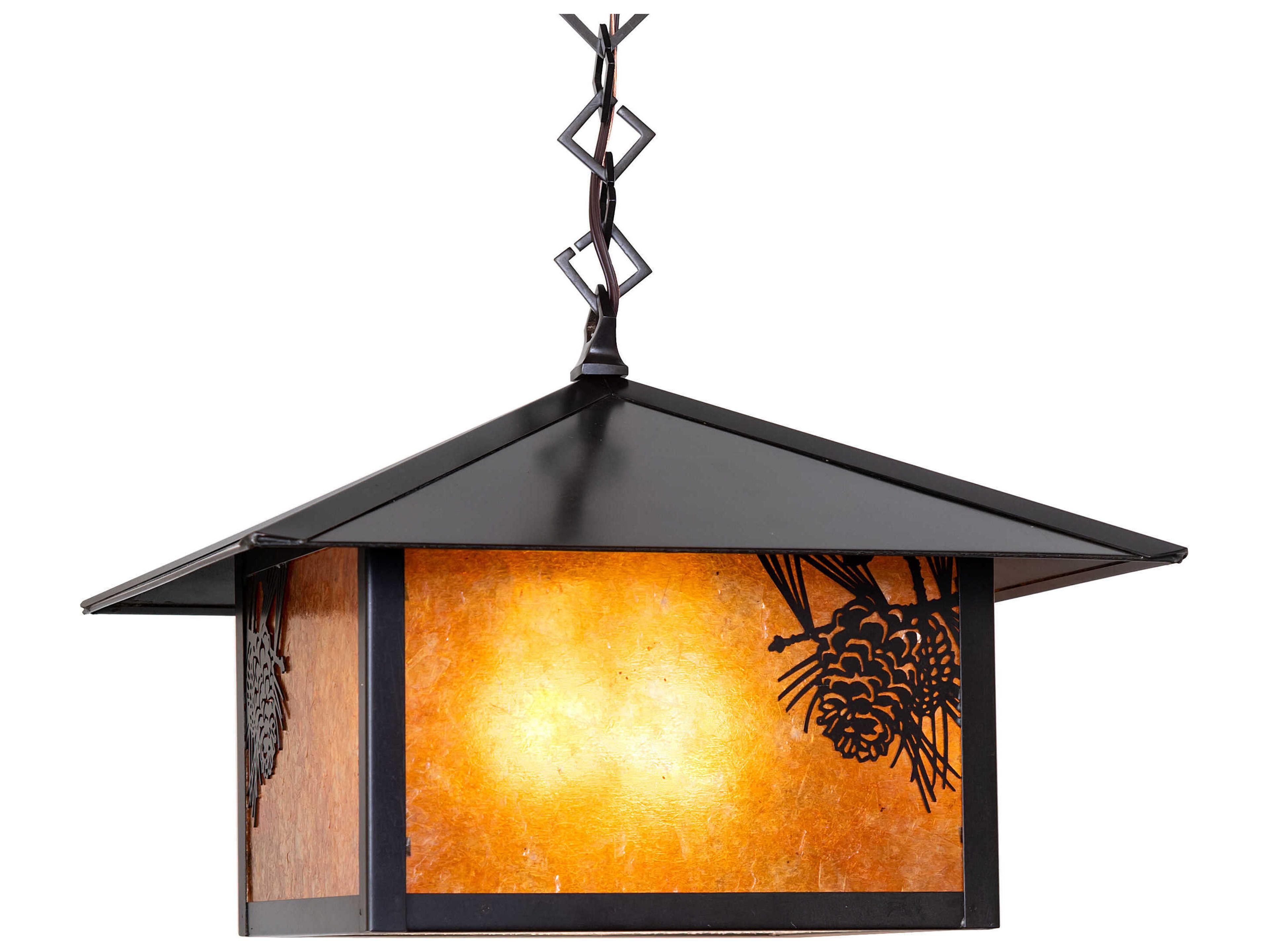 Meyda Seneca Winter Pine Craftsman Brown Pendant