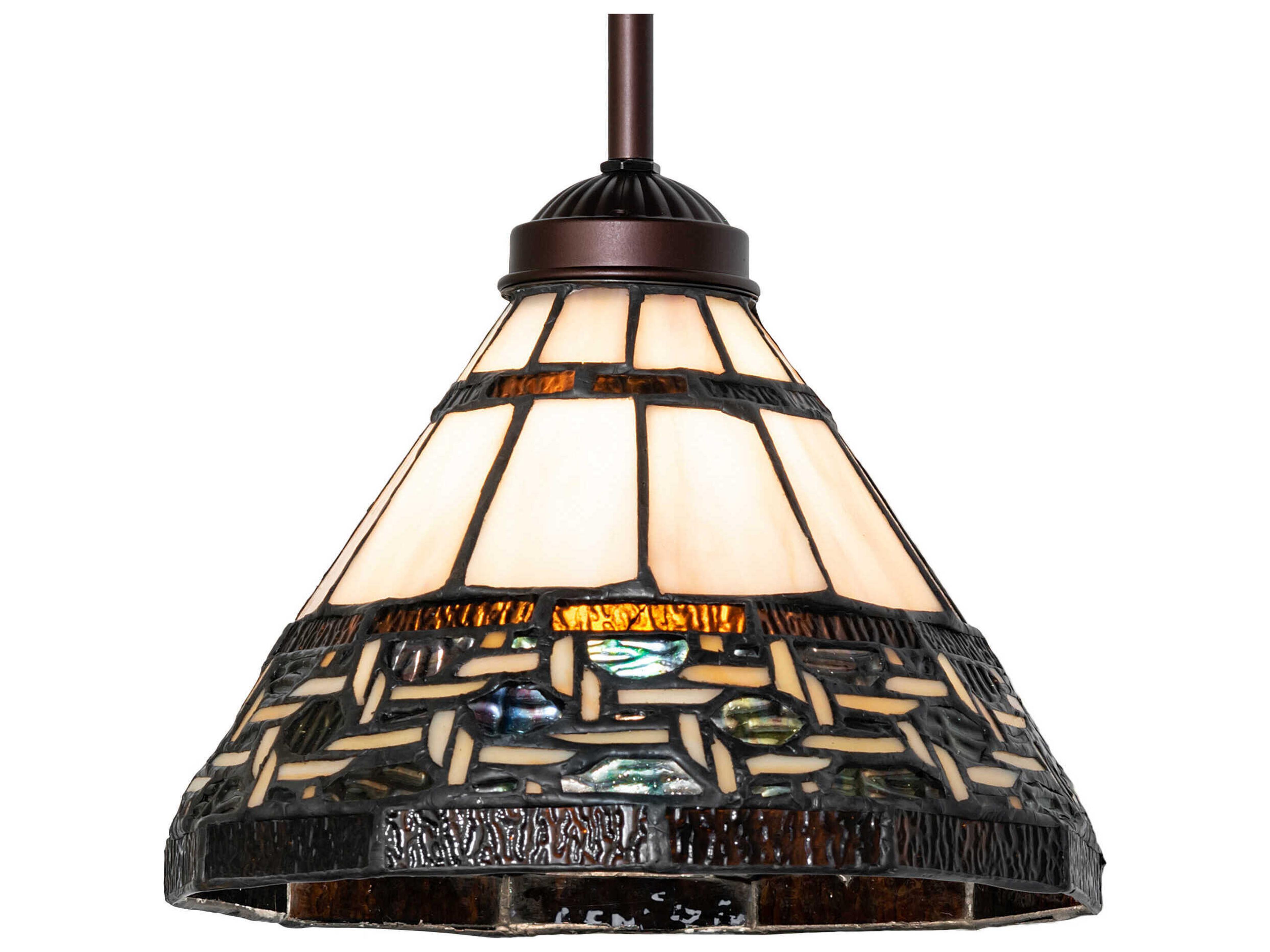 Meyda Ilona 1-Light Mahogany Bronze Glass Tiffany Mini Pendant