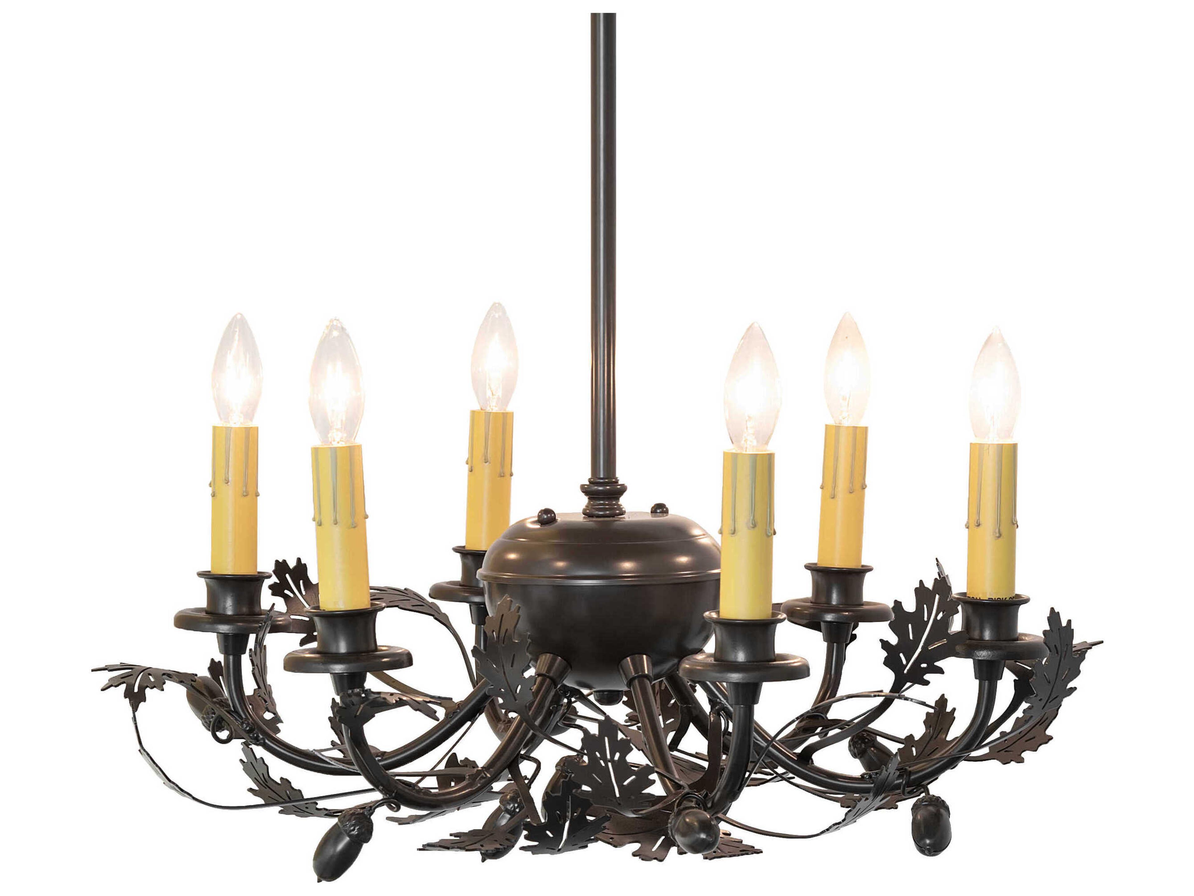 Meyda Oak Leaf & Acorn 6-Light Timeless Bronze Candelabra Chandelier