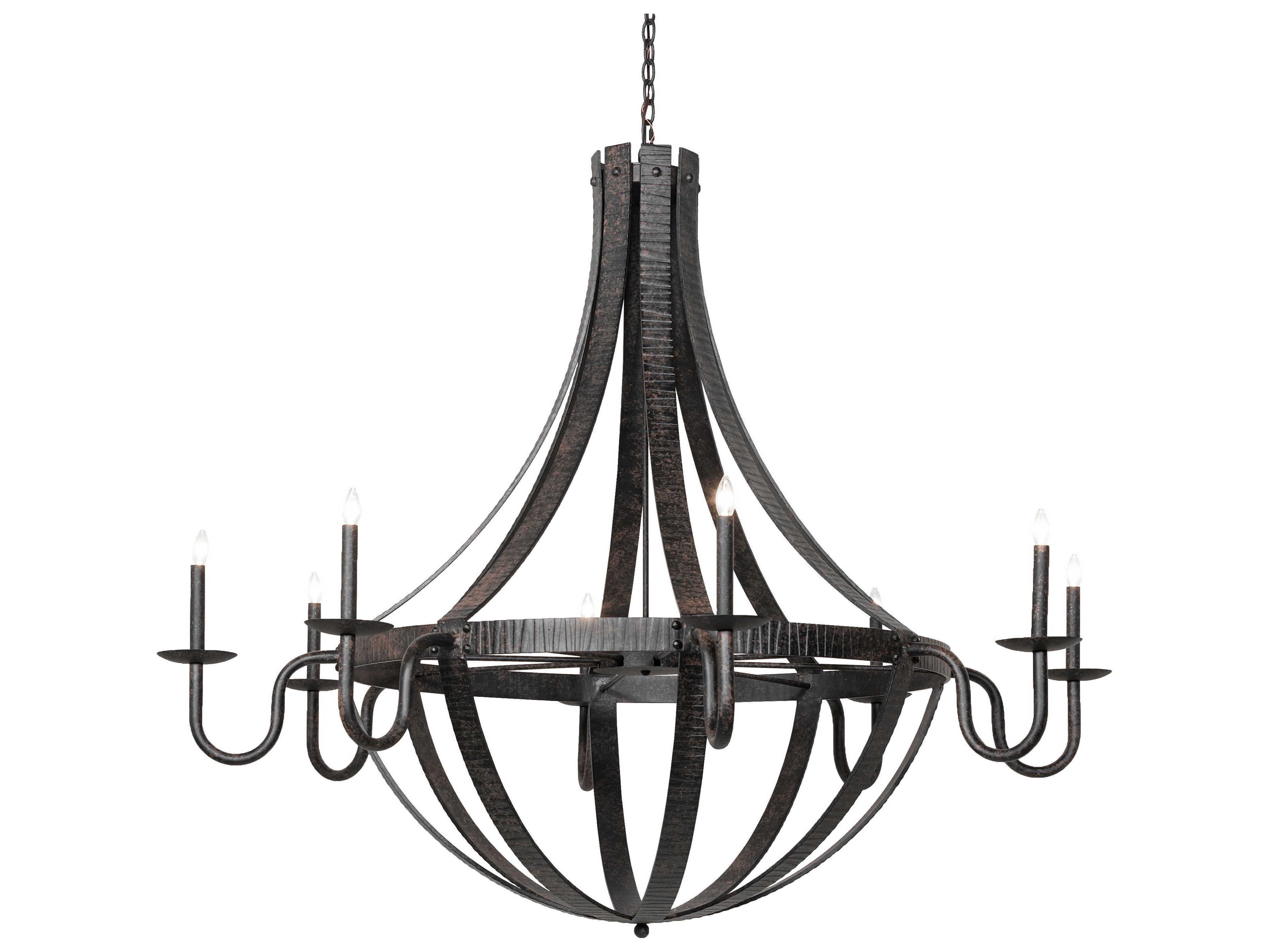 Meyda Barrel Stave 8-Light Coffee Bean Black Candelabra Chandelier