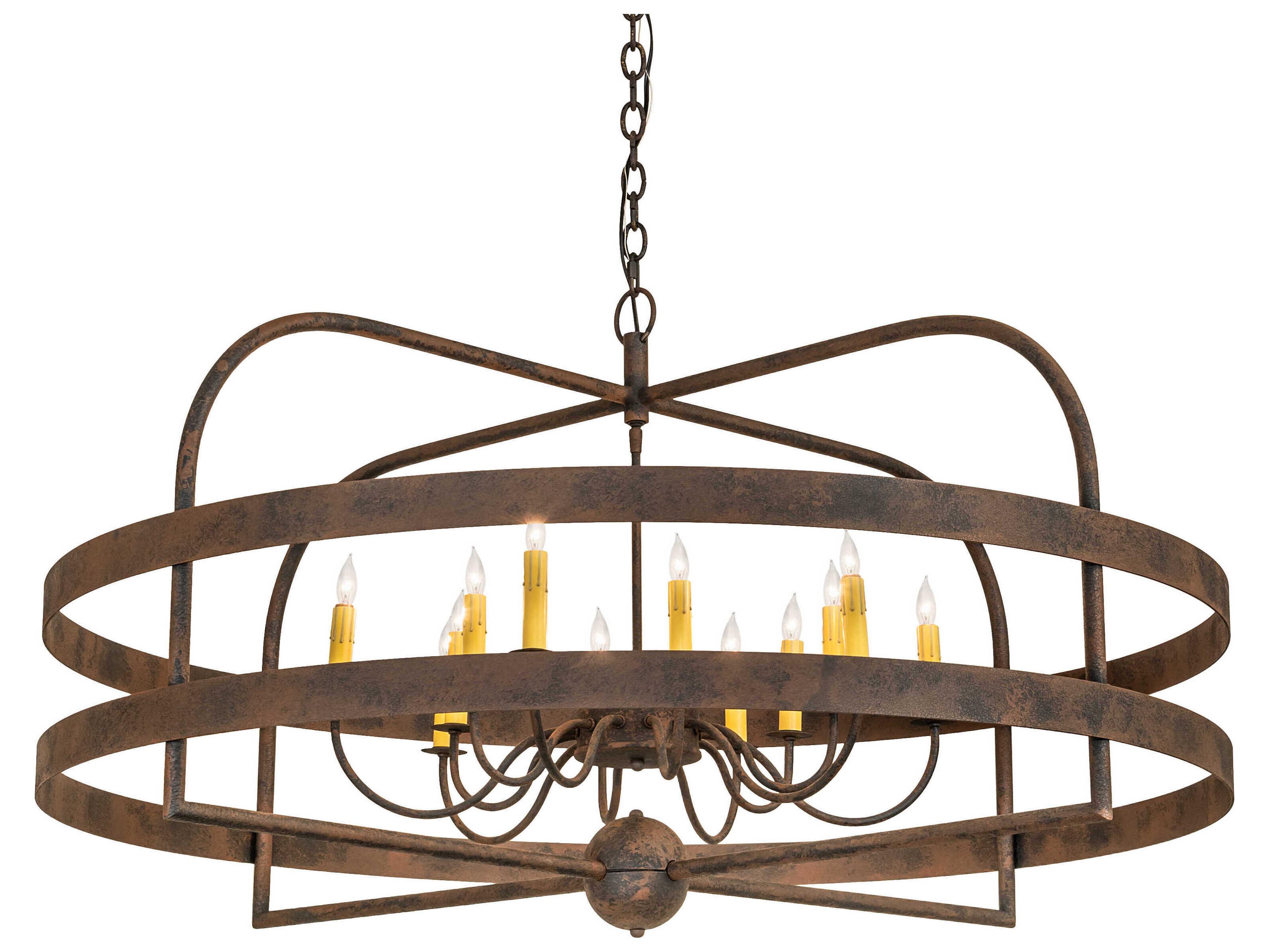 Meyda Aldari 12-Light Distressed Chestnut Brown Candelabra Chandelier