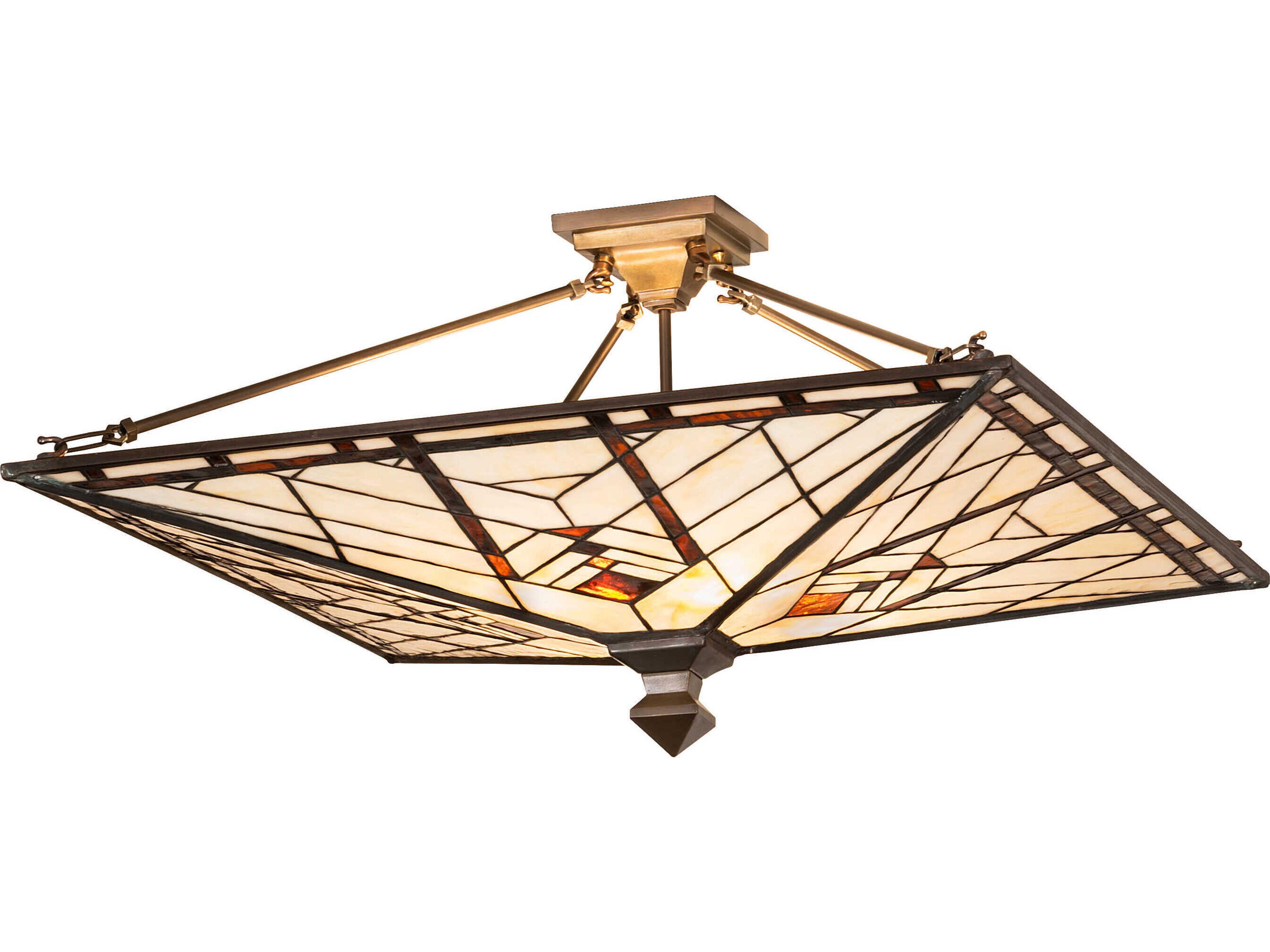 Meyda Prairie Mission 4-Light Antique Copper Semi Flush Mount
