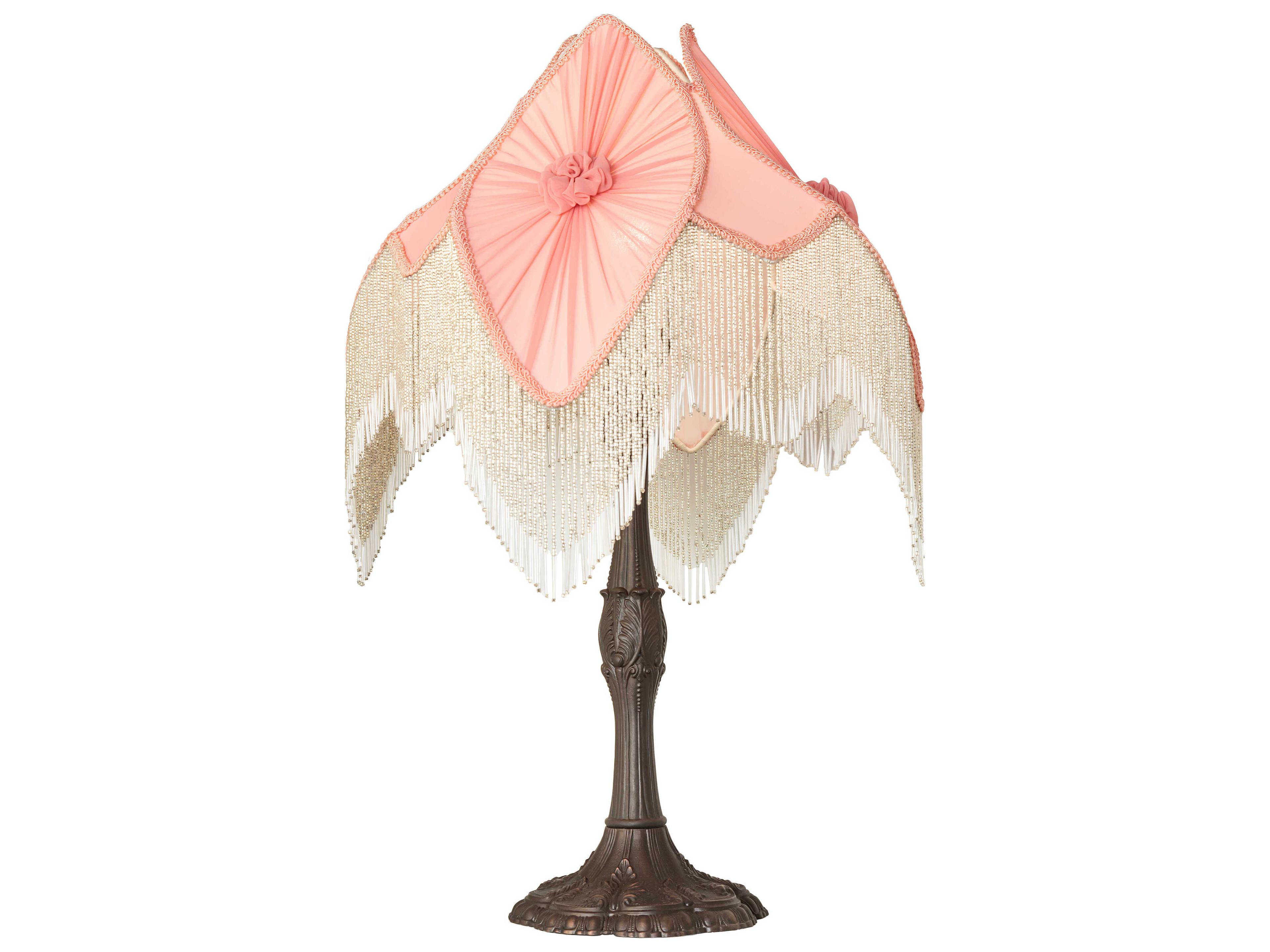 Meyda Fabric & Fringe Mahogany Bronze Table Lamp