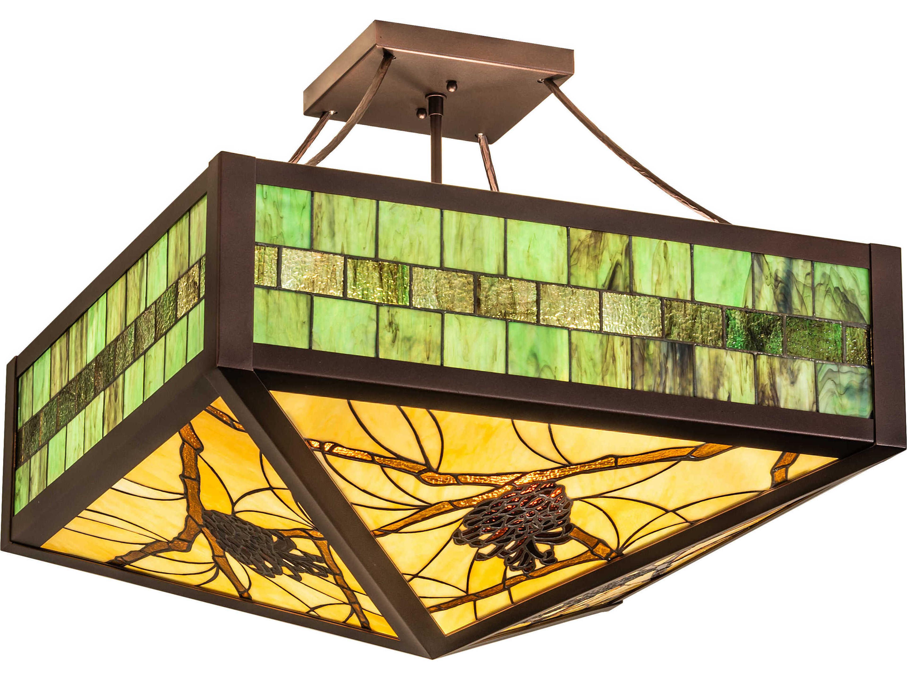 Meyda Pinecone Ridge 4-Light Mahogany Bronze Semi Flush Mount