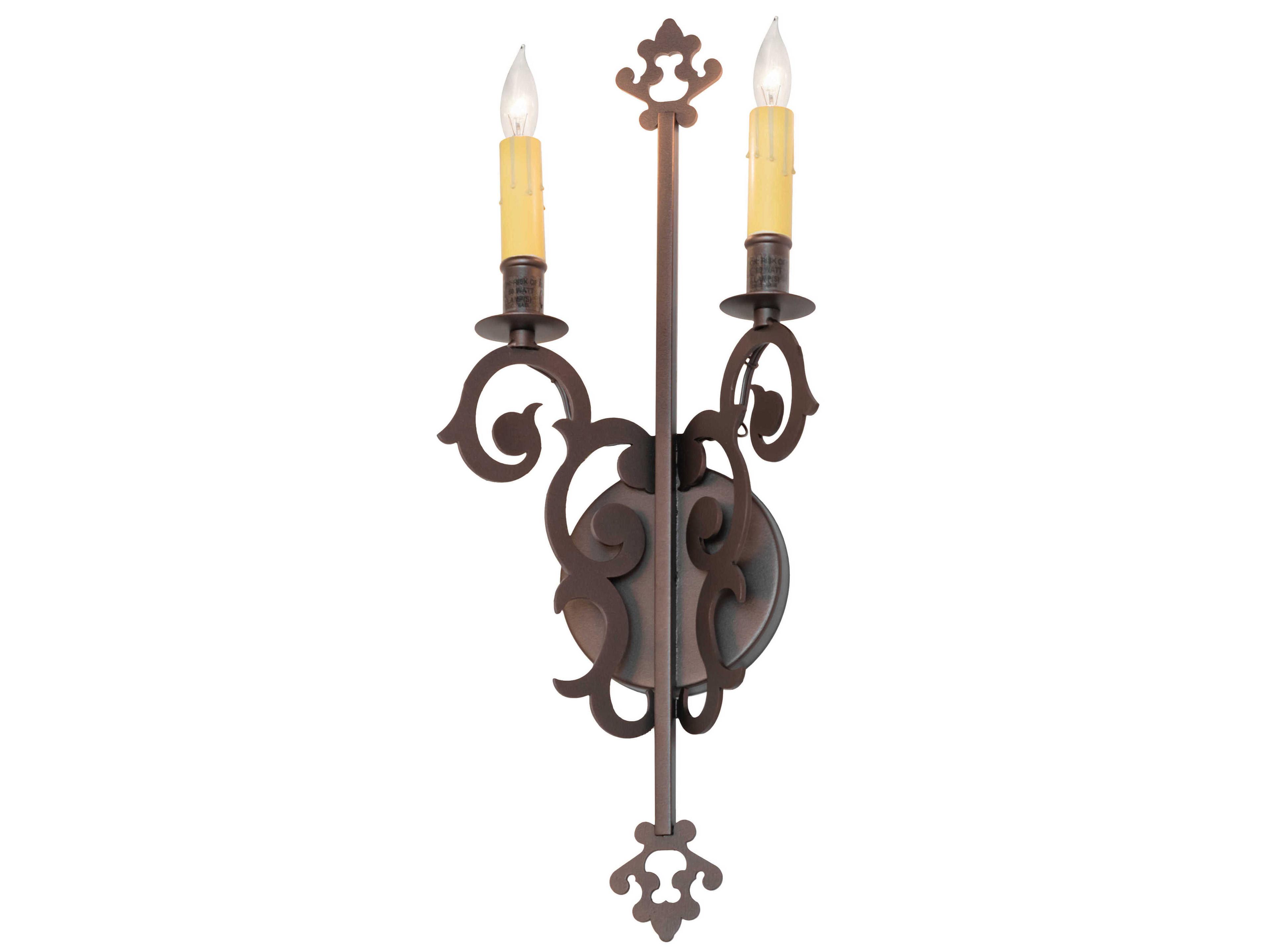 Meyda Aneila 2-Light Mahogany Bronze Steel Wall Sconce
