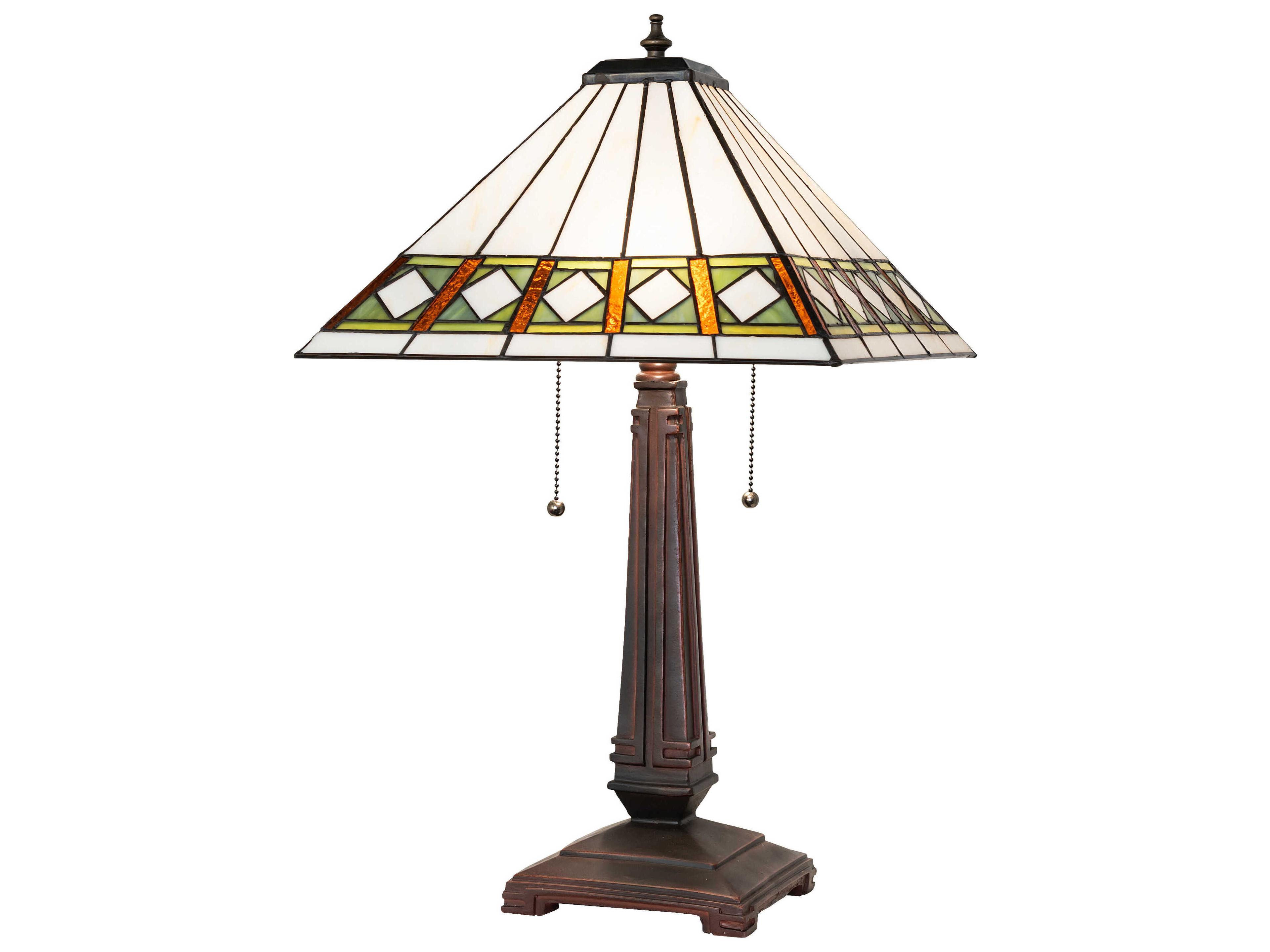 Meyda Diamond Band Mission Mahogany Bronze Table Lamp