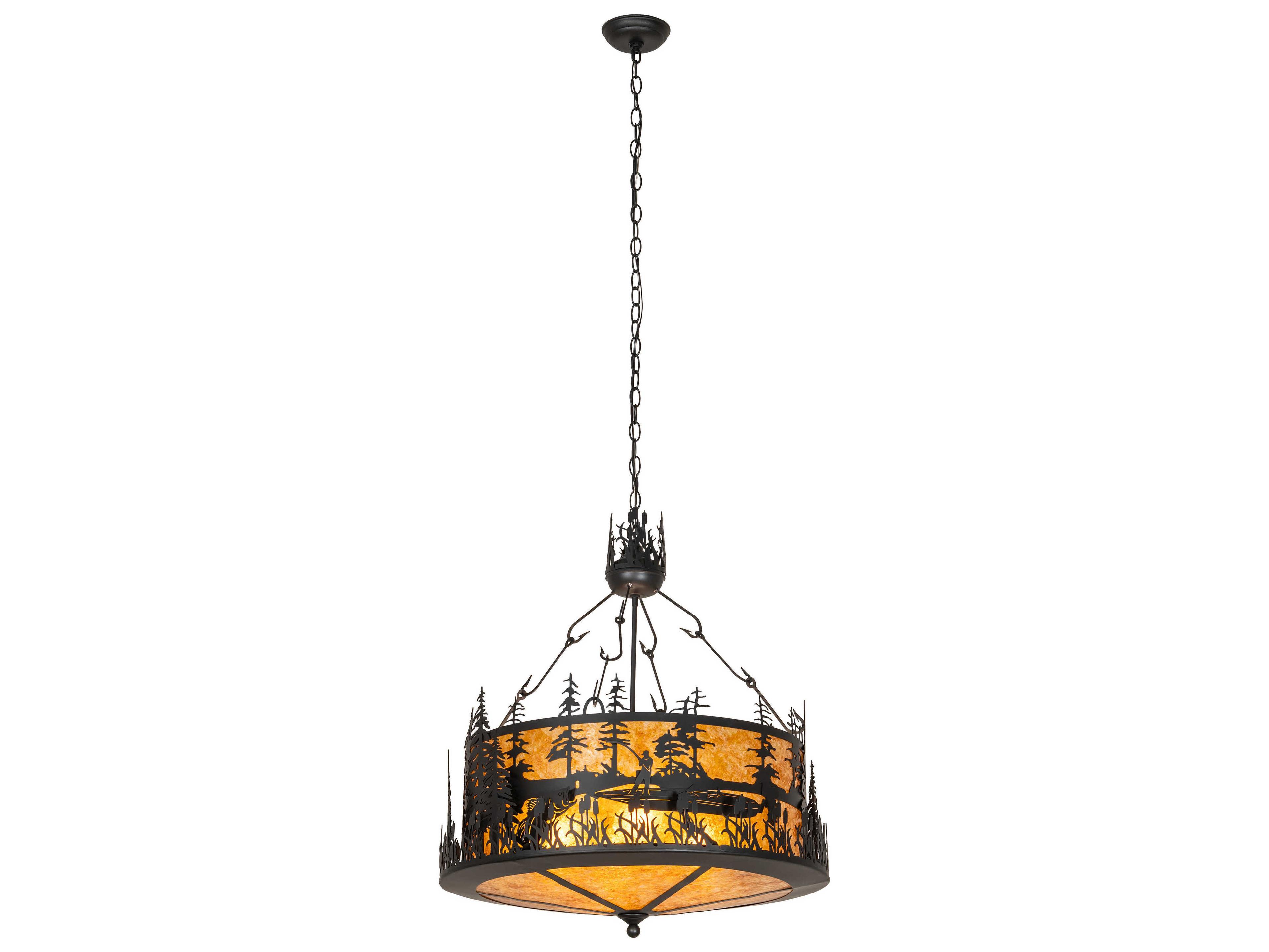 Meyda Bass And Fisherman 4-Light Solar Black Pendant