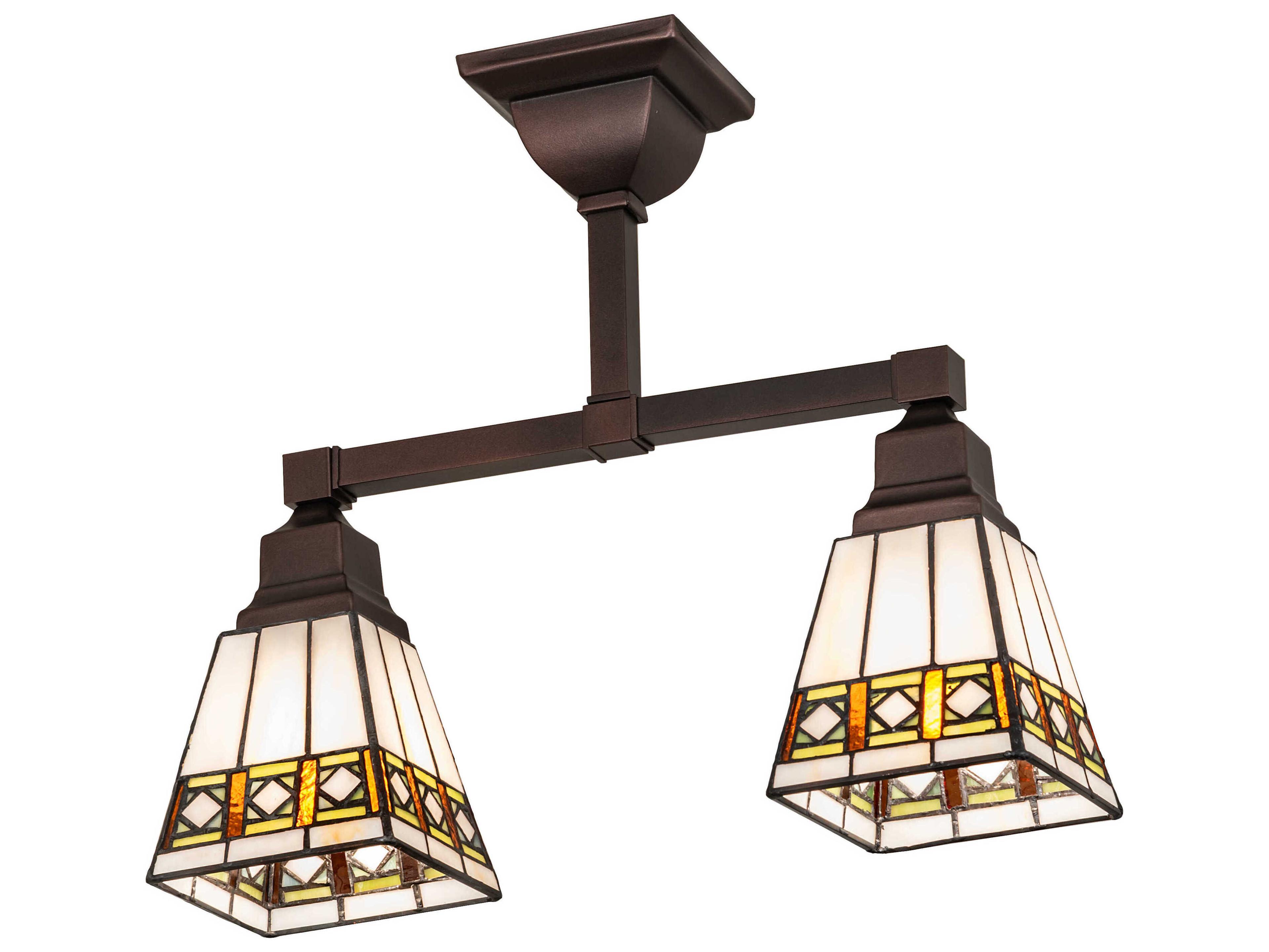 Meyda Diamond Band Mission 2-Light Mahogany Bronze Semi Flush Mount