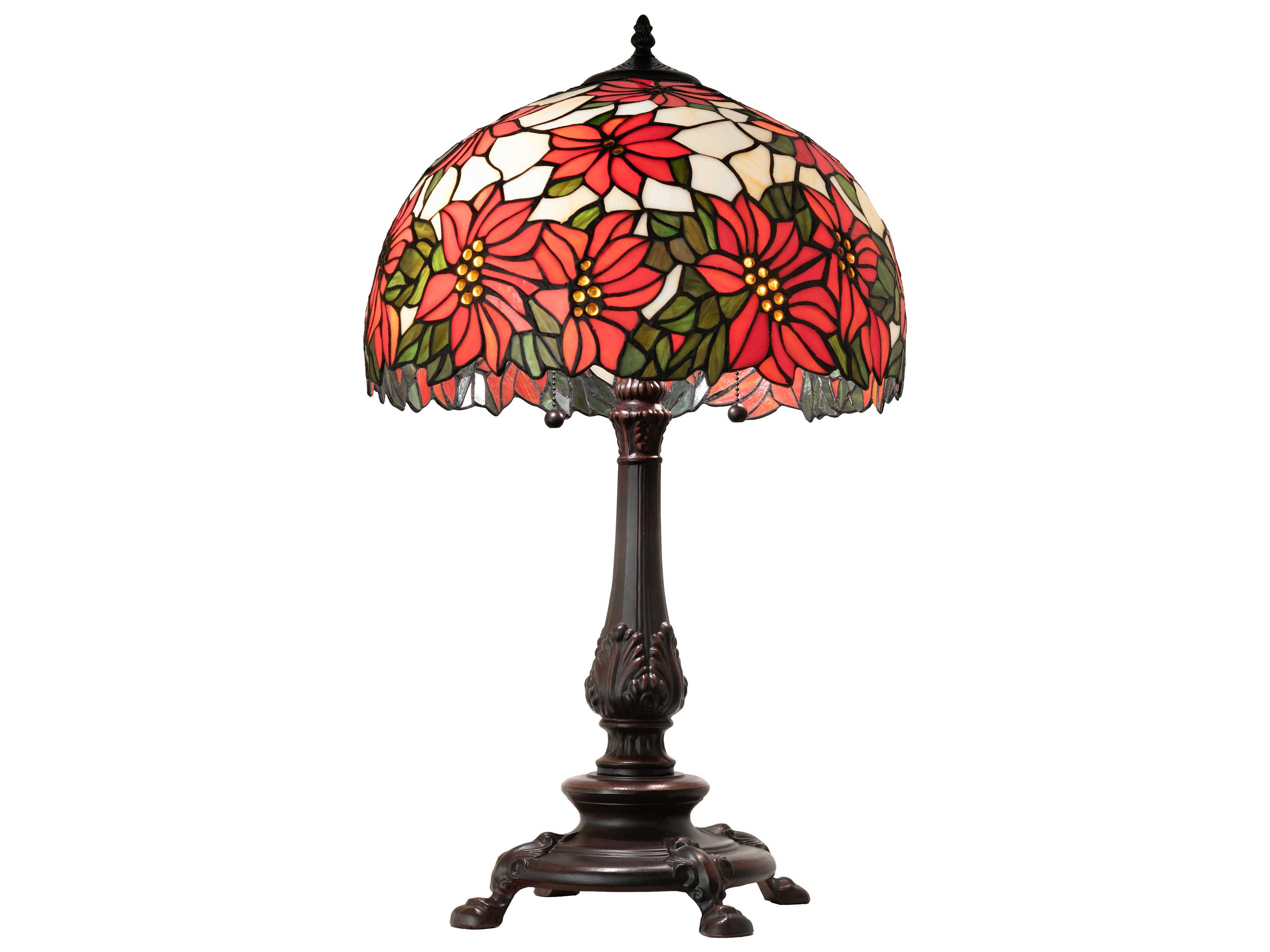 Meyda Poinsettia Mahogany Bronze Buffet Lamp