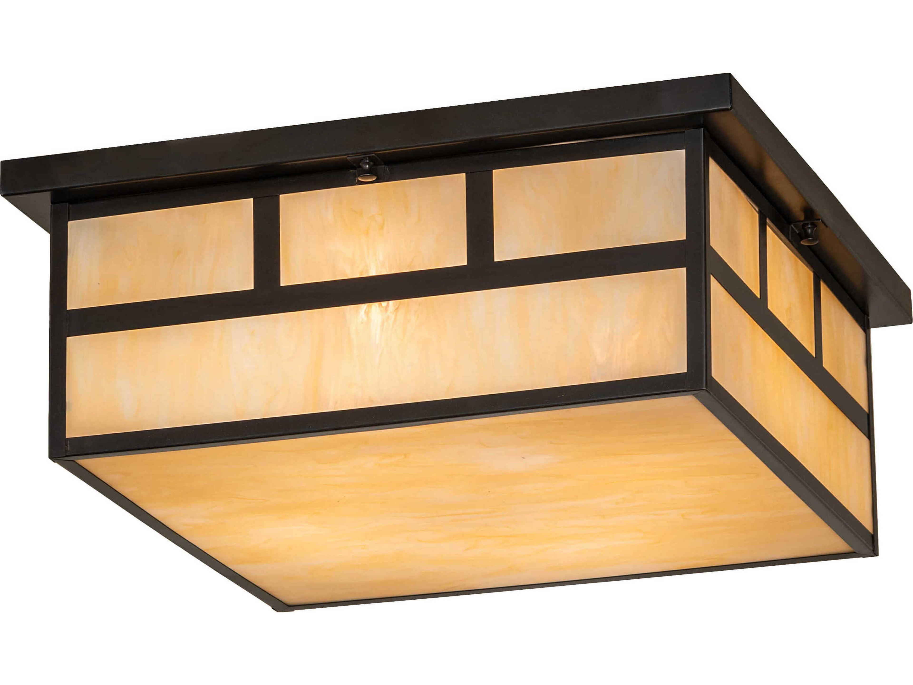 Meyda Hyde Park 4-Light Craftsman Brown Flush Mount