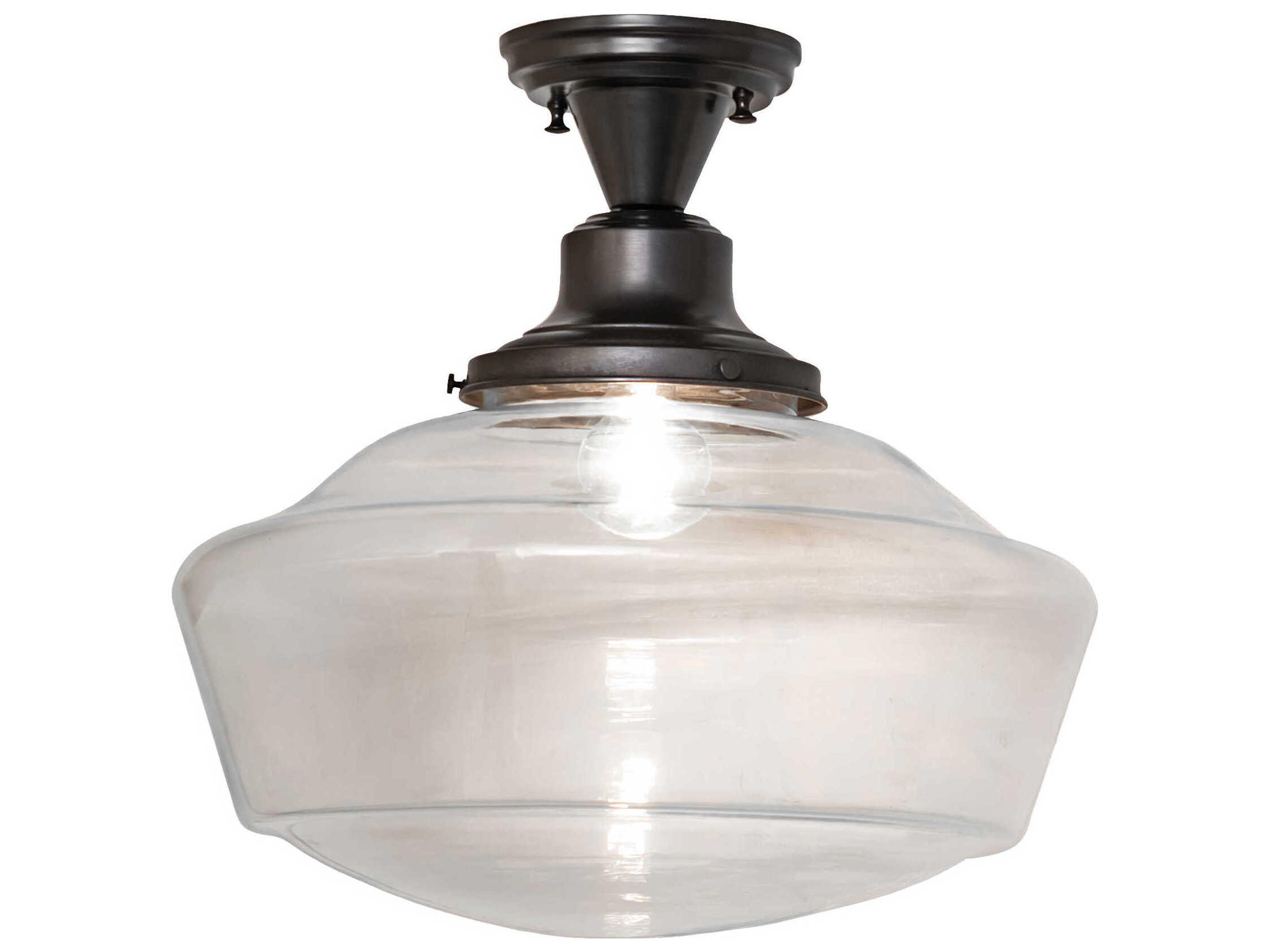 Meyda Revival 1-Light Craftsman Brown Semi Flush Mount