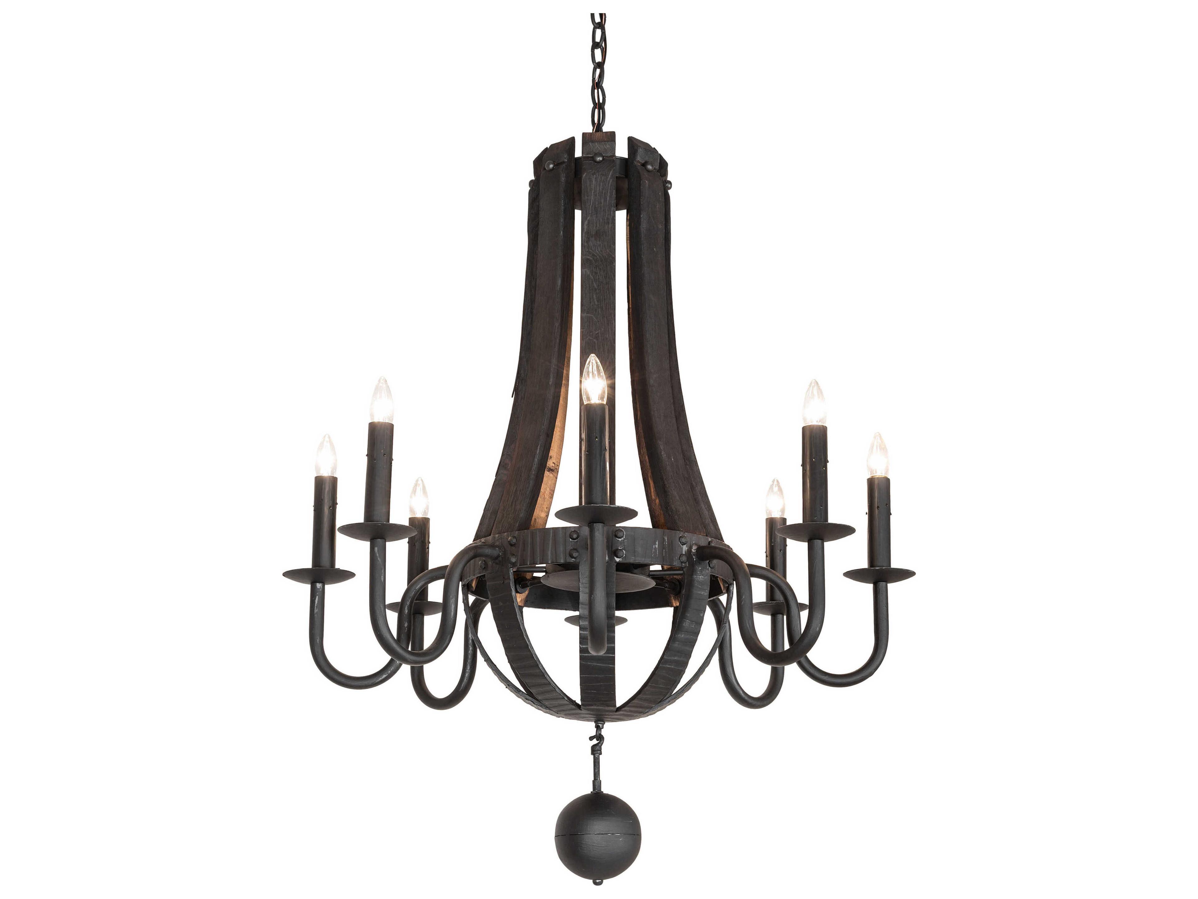 Meyda Barrel Stave Madera 8-Light Costello Black Charred Wood Chandelier