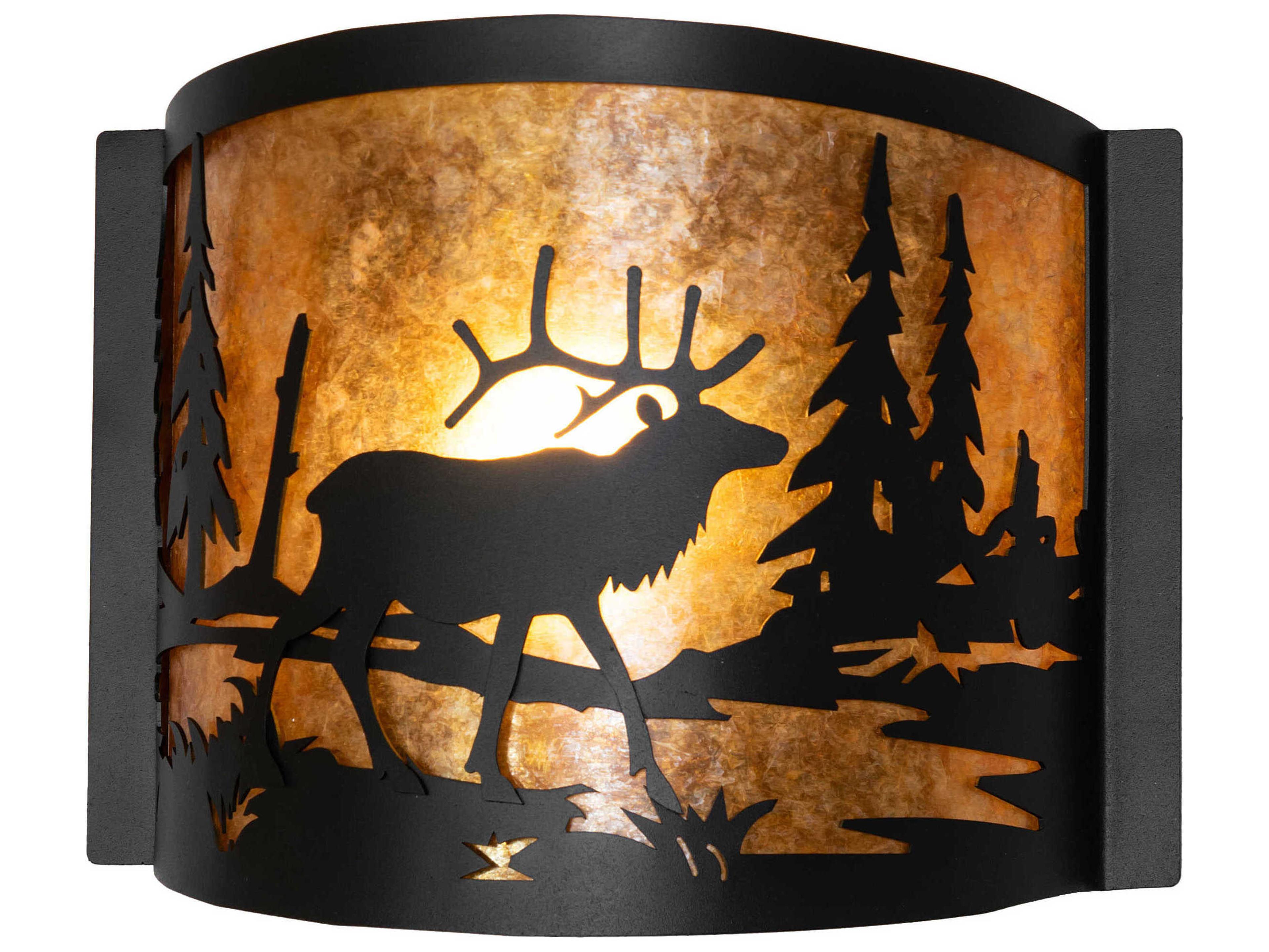 Meyda Elk At Lake 1-Light Textured Black Wall Sconce