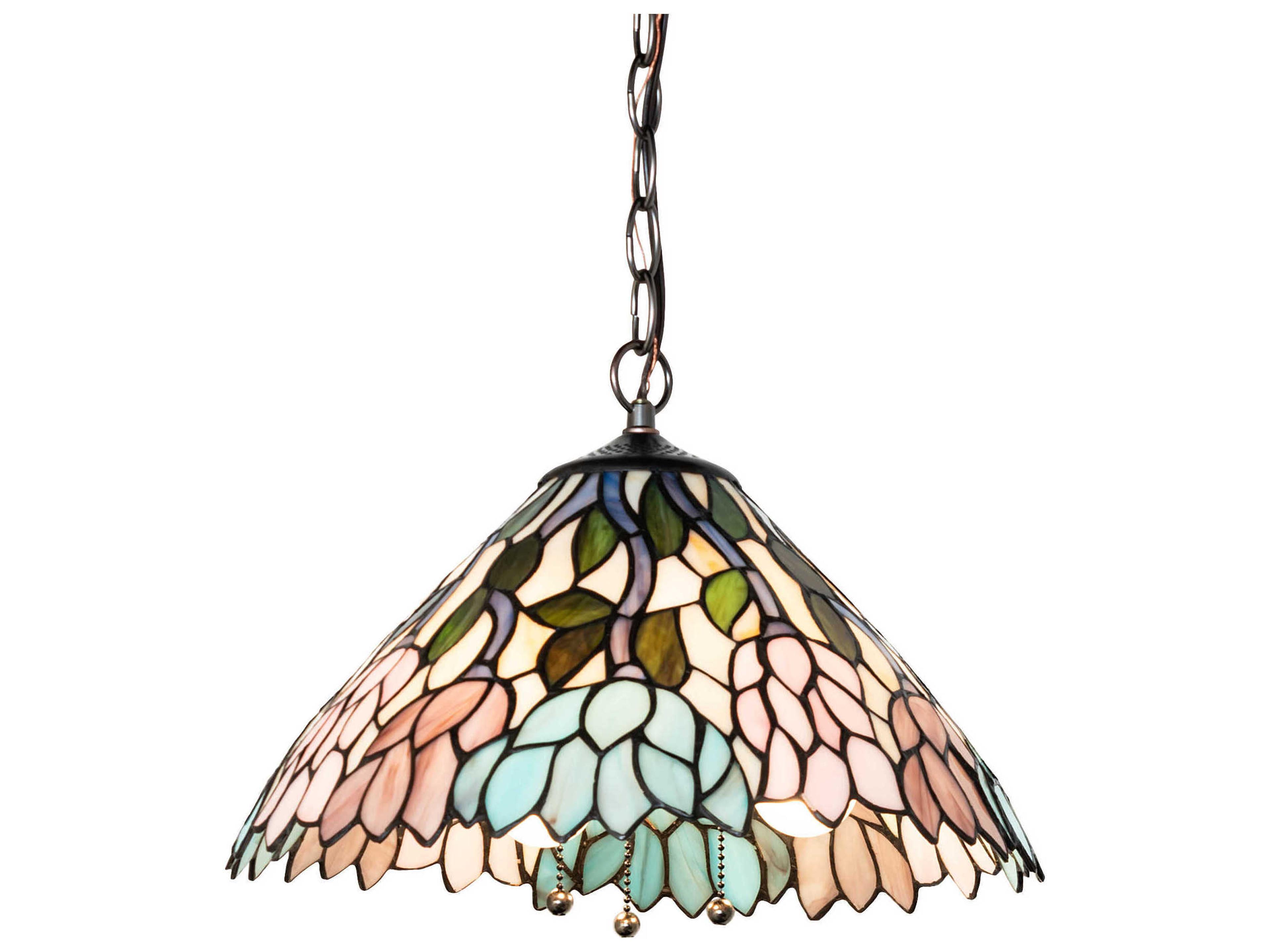 Meyda Wisteria 3-Light Petal Pink / Amethyst Blue Pendant