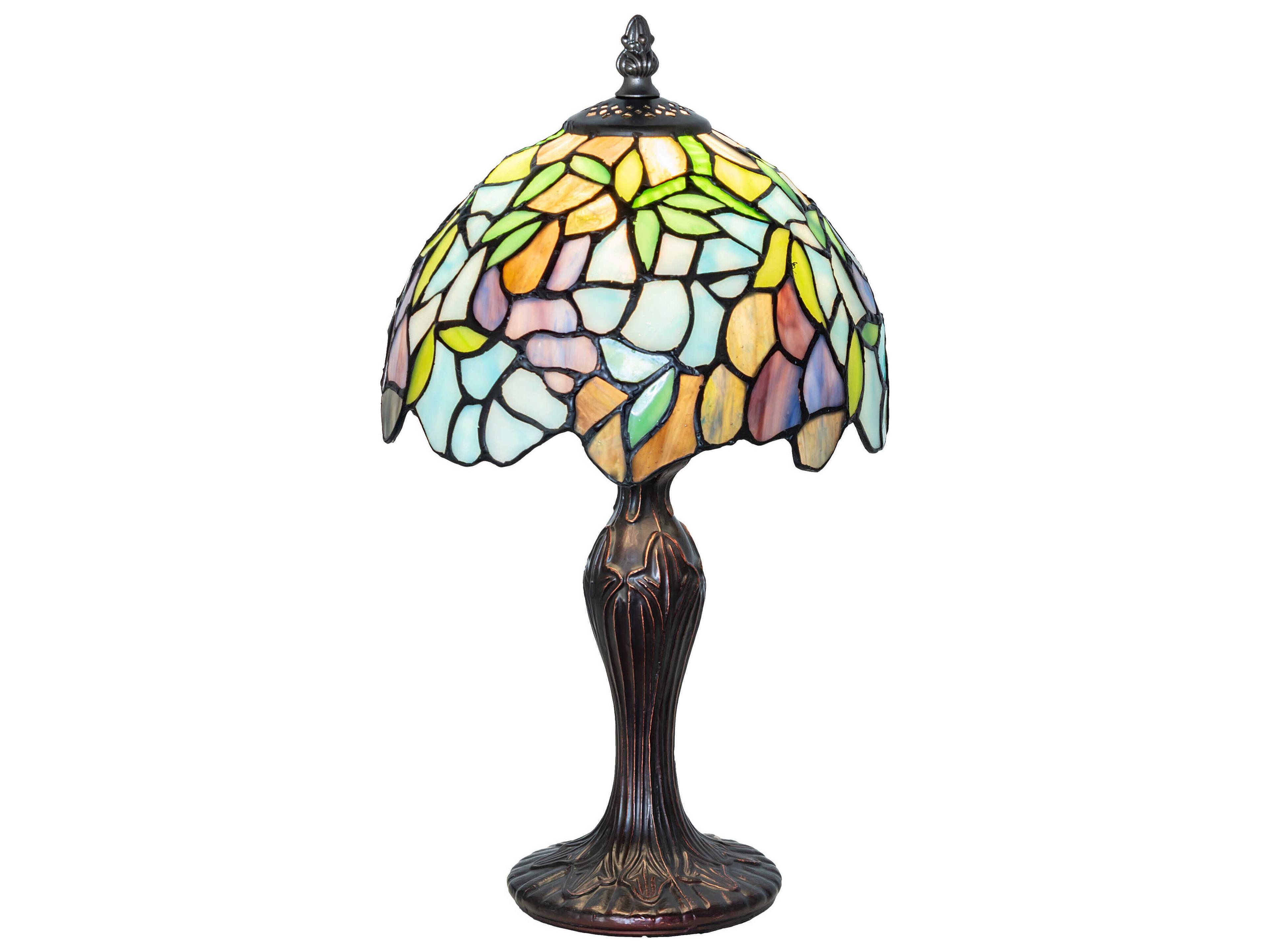 Meyda Tiffany Wisteria Petal Pink / Amethyst Blue Table Lamp