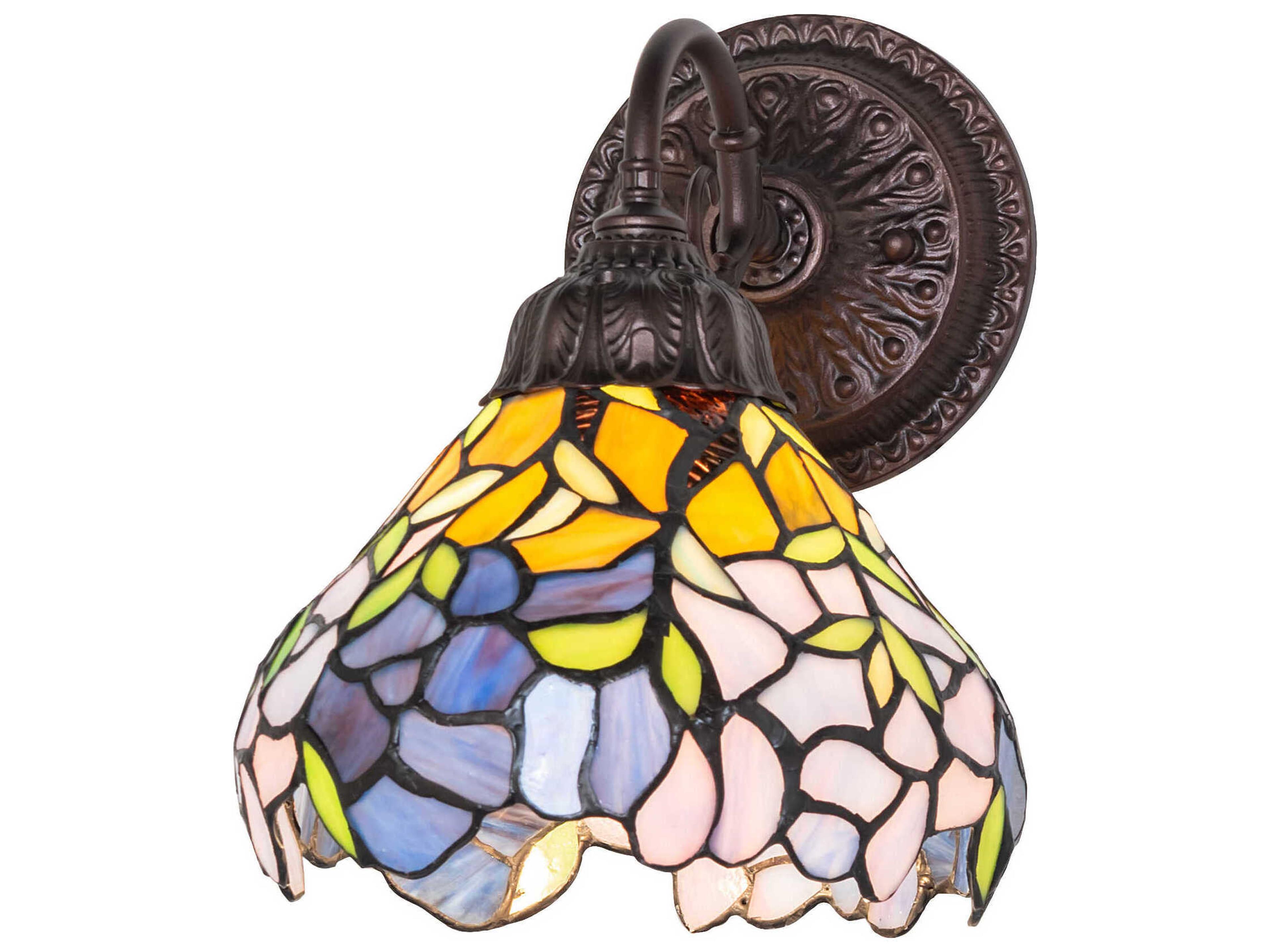 Meyda Laburnum 1-Light Petal Pink / Amethyst Blue / Dark Mauve Wall Sconce