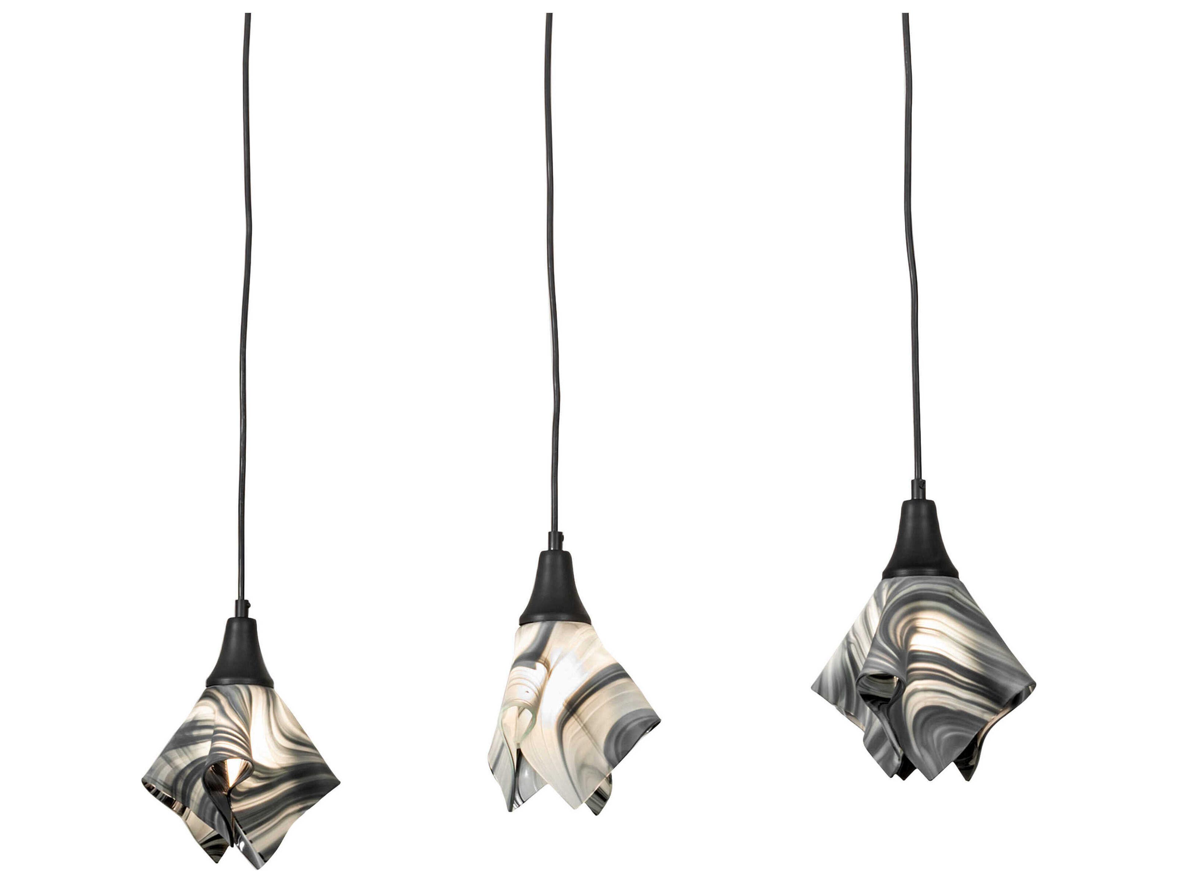 Meyda Handkerchief 3-Light Matte Black Island Pendant