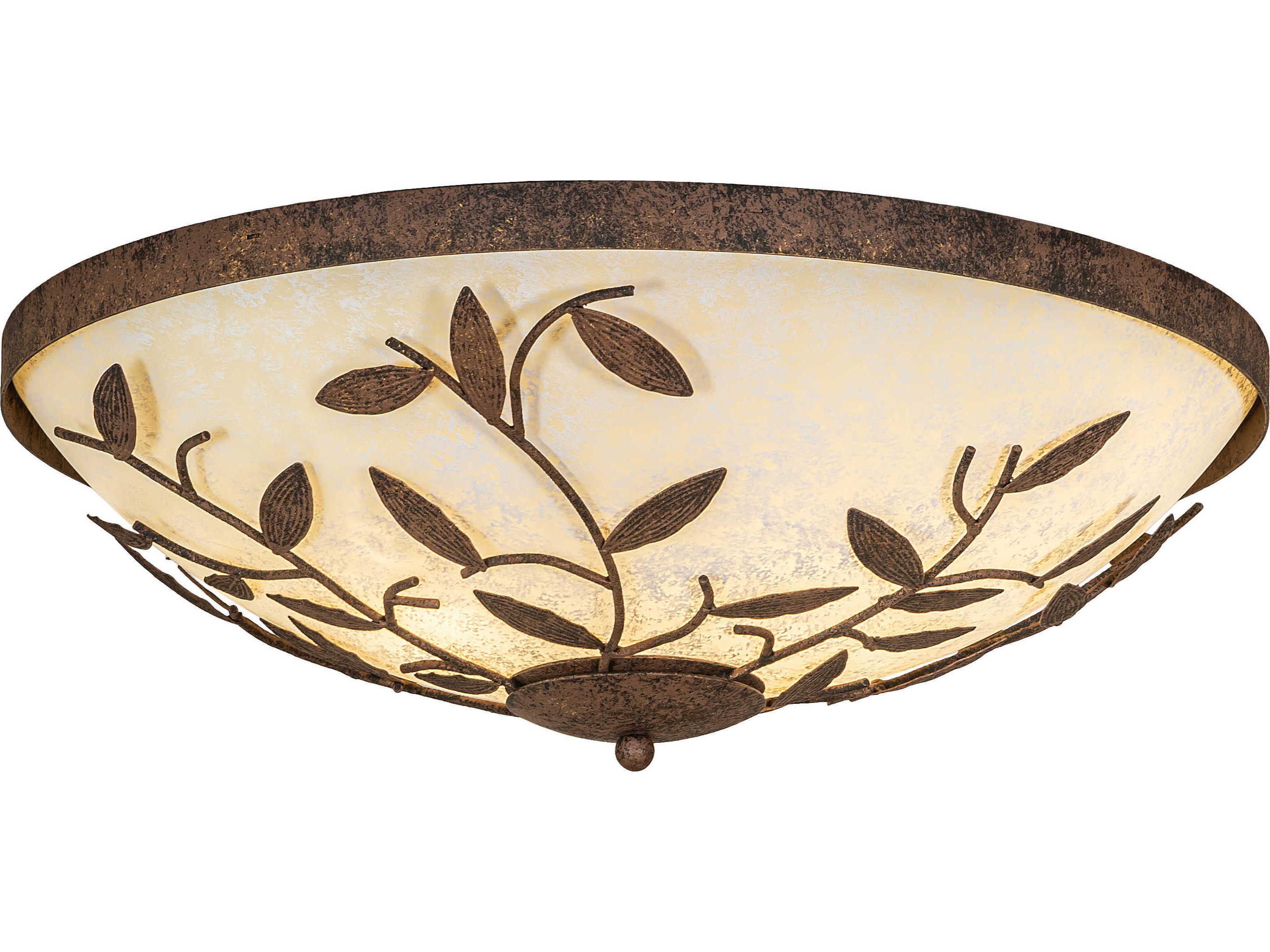 Meyda Branches 3-Light Antiquity Bronze Bowl Round Flush Mount