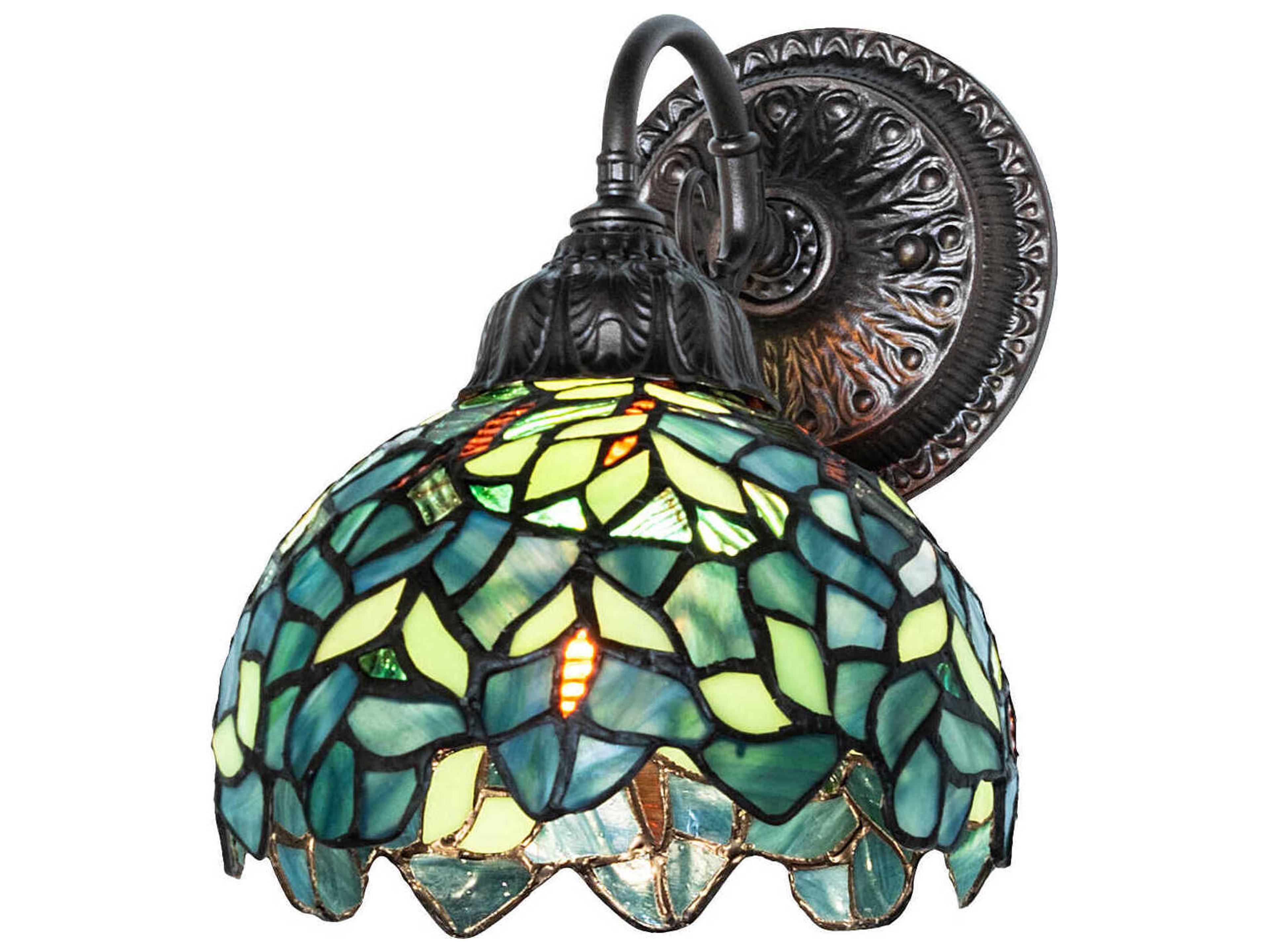 Meyda Nightfall Wisteria 1-Light Stained Glass Wall Sconce
