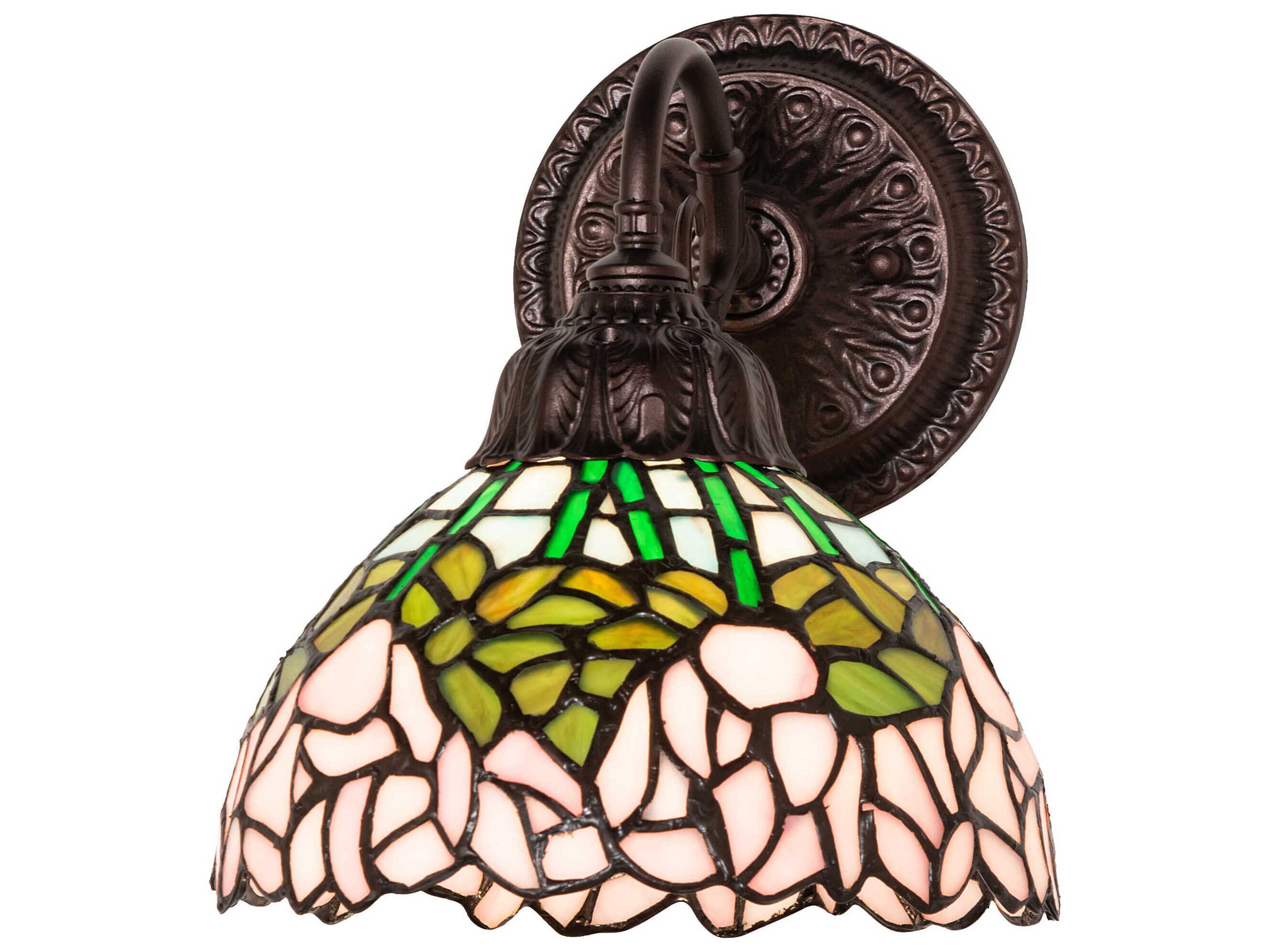 Meyda Tiffany Cabbage Rose 1-Light Mahogany Bronze Wall Sconce