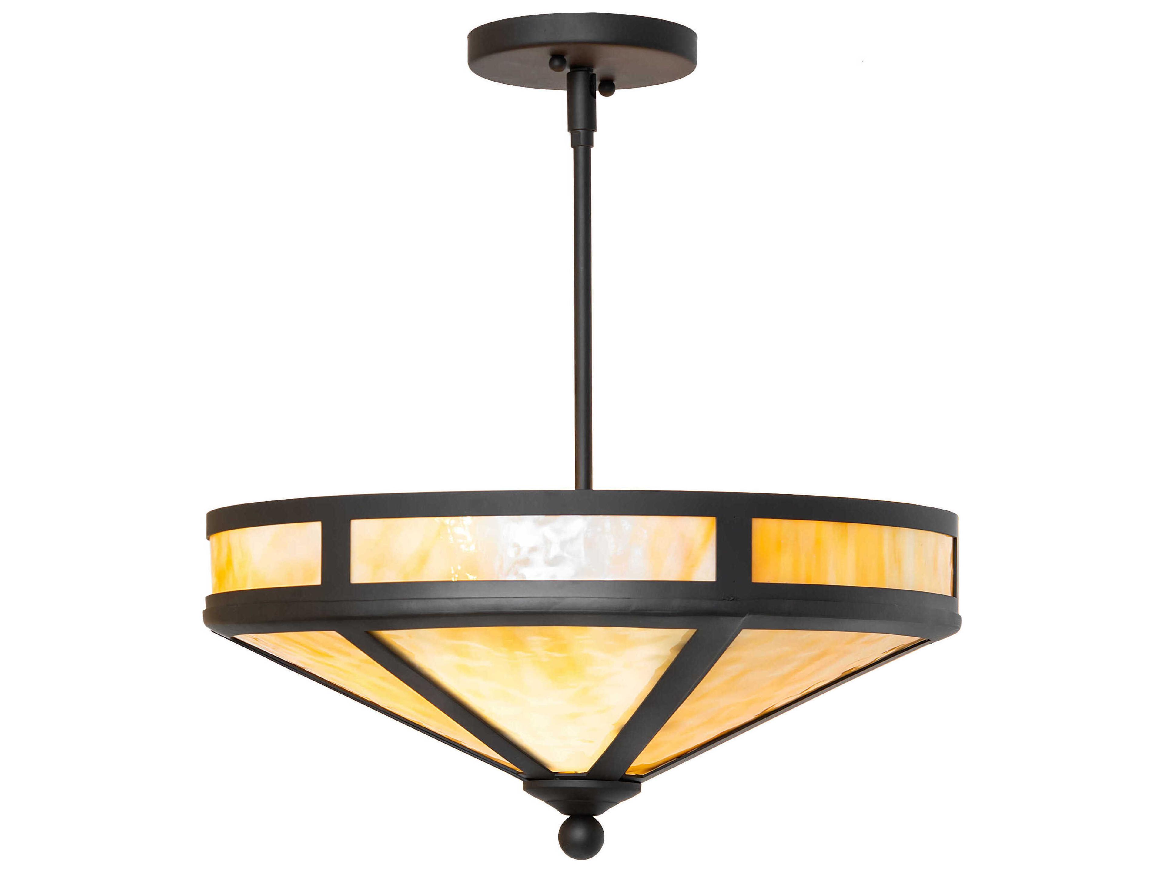 Meyda Craftsman 2-Light Oil Rubbed Bronze Semi Flush Mount