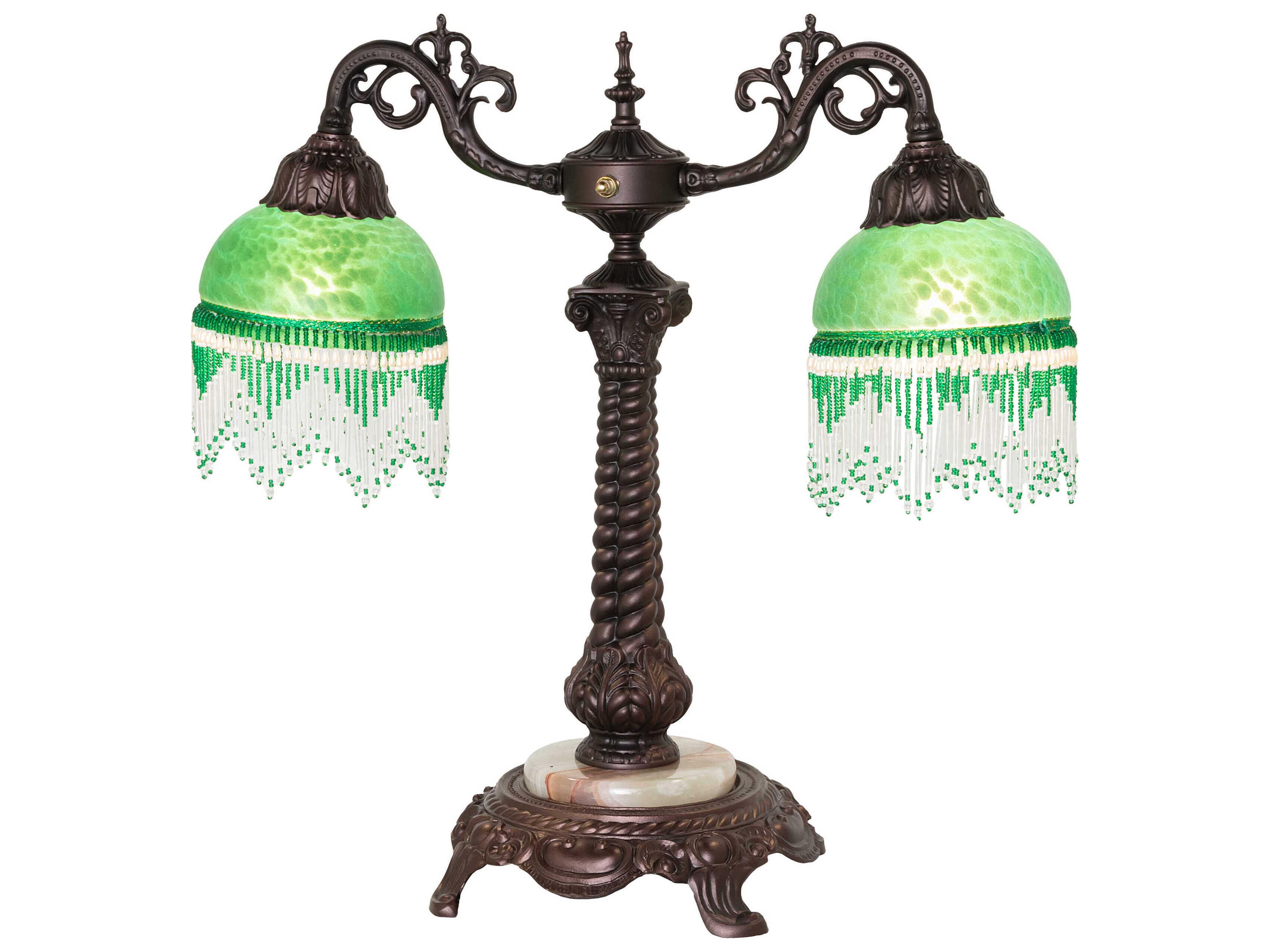 Meyda Roussillon Green Mottled Art Glass Table Lamp