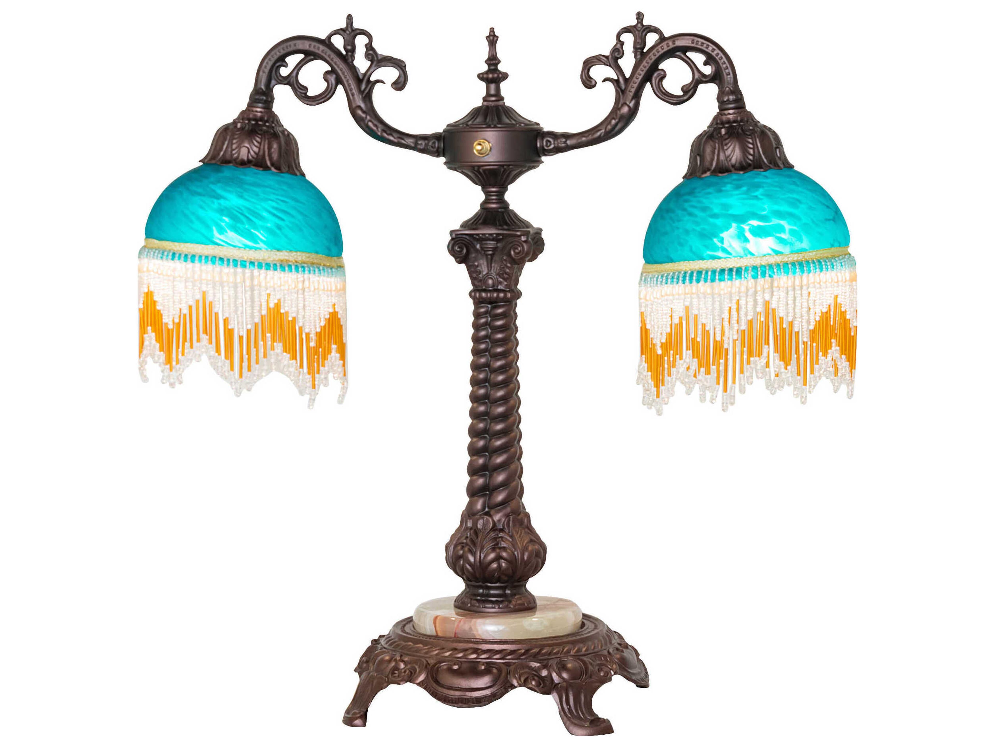 Meyda Roussillon Teal Mottled Art Glass Table Lamp