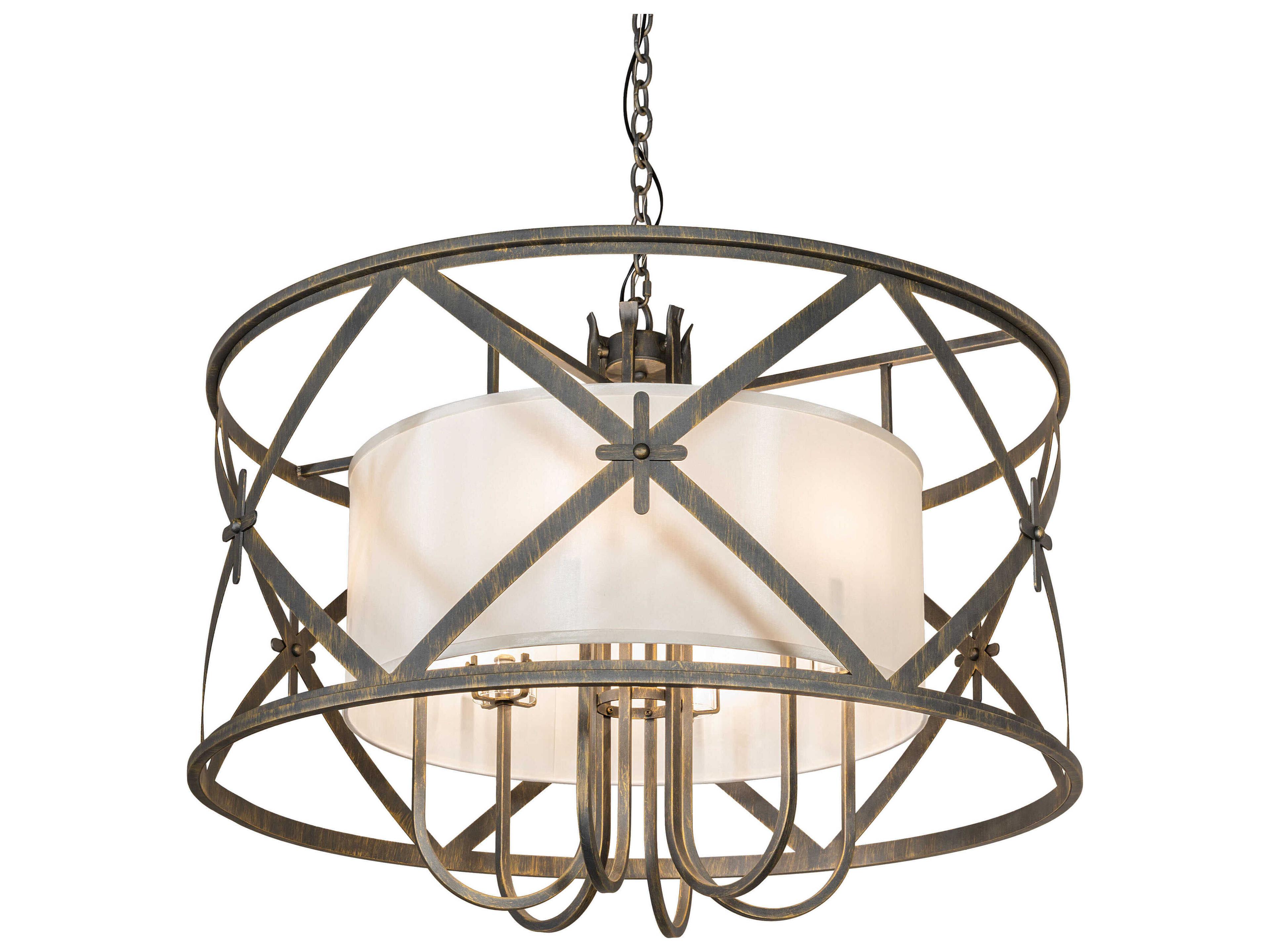 Meyda Penelope 6-Light Antique Brass Drum Pendant