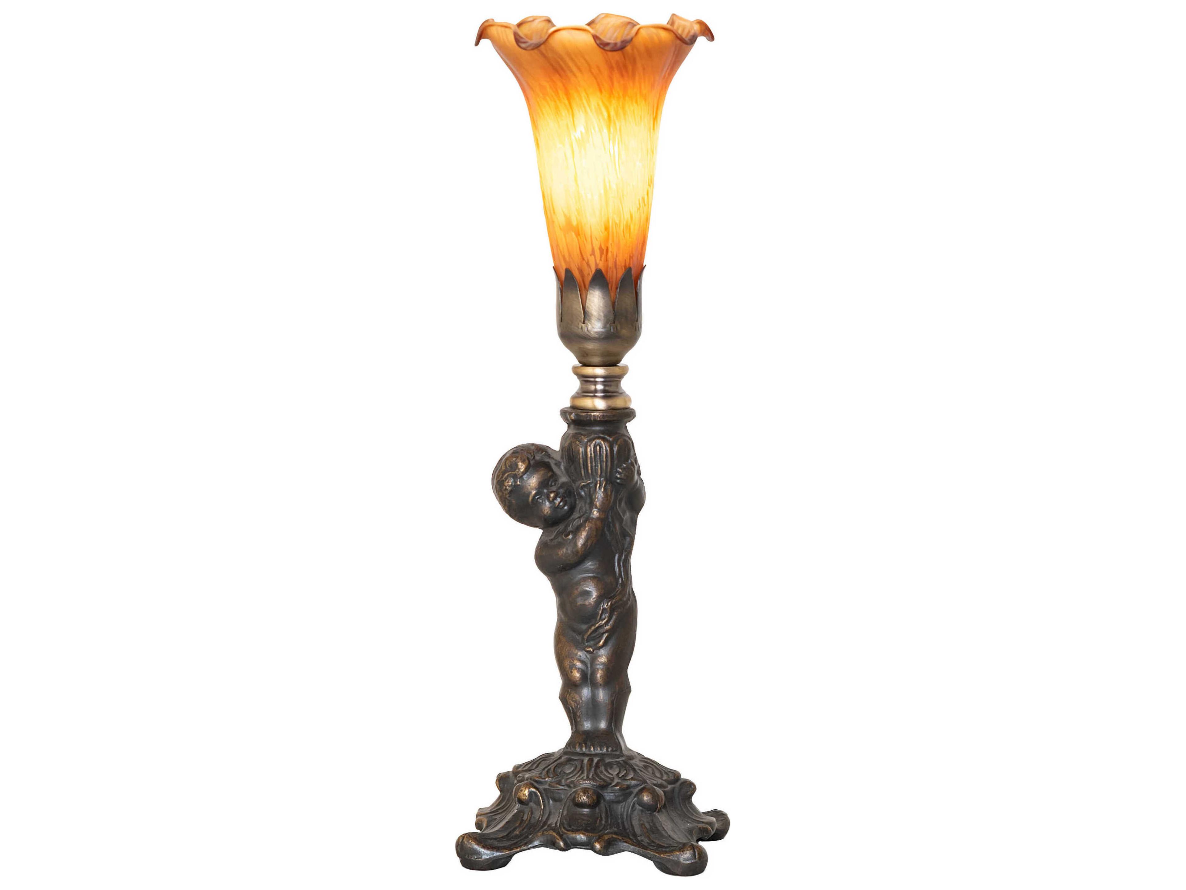 Meyda Pond Lily Amber Glass Table Lamp