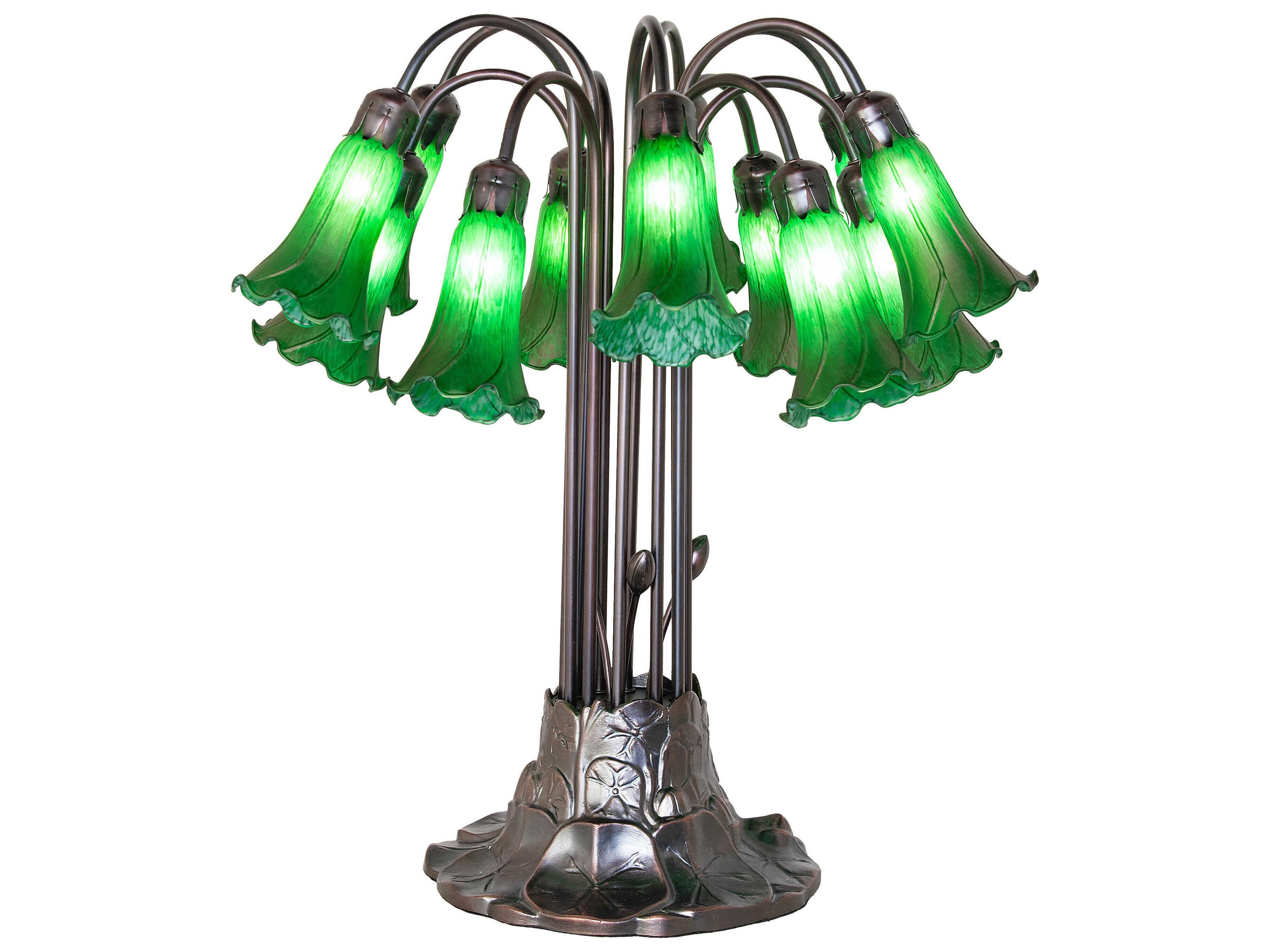 Meyda Tiffany Pond Lily Green Glass Table Lamp