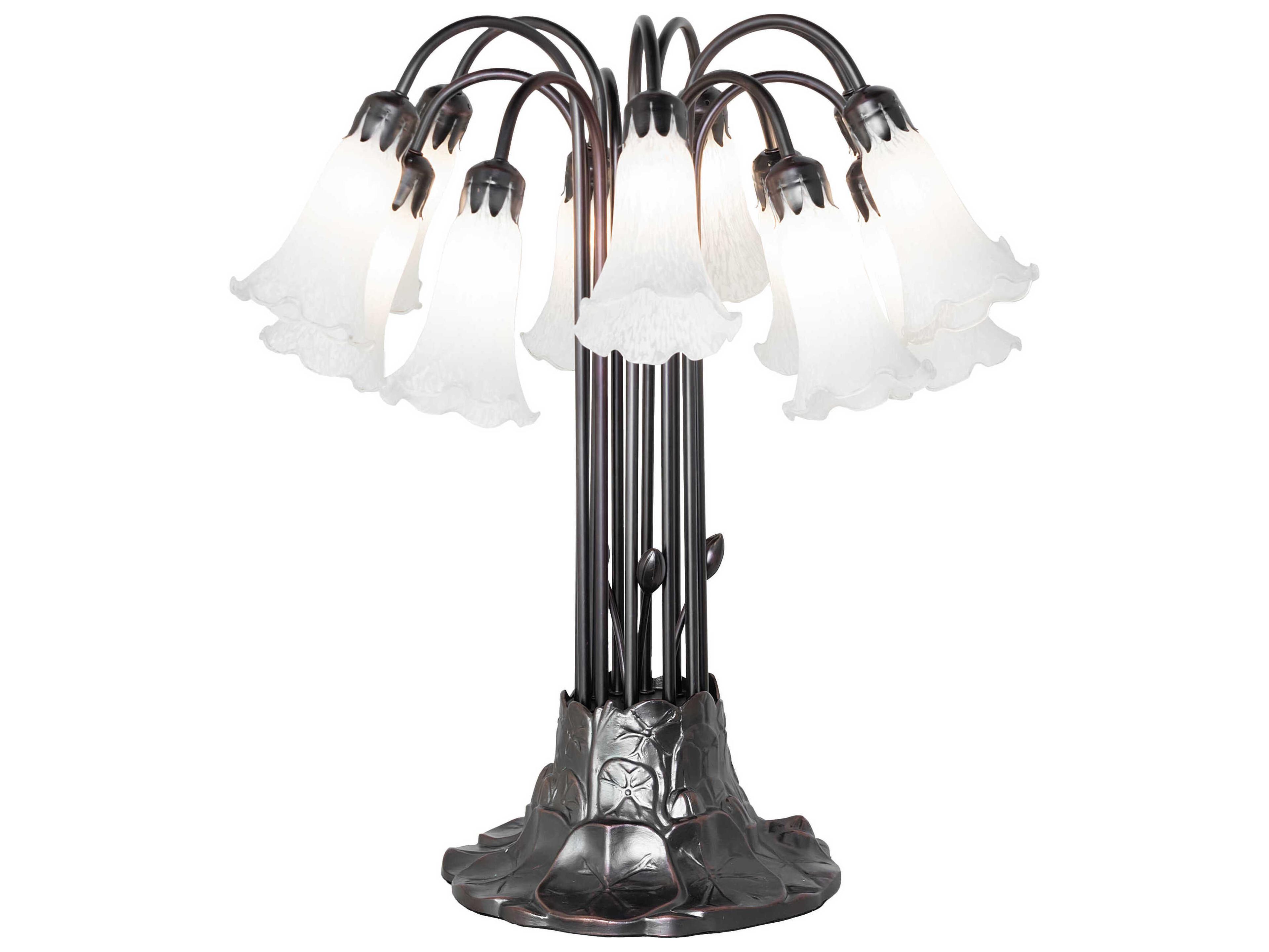 Meyda Tiffany Pond Lily White Glass Table Lamp
