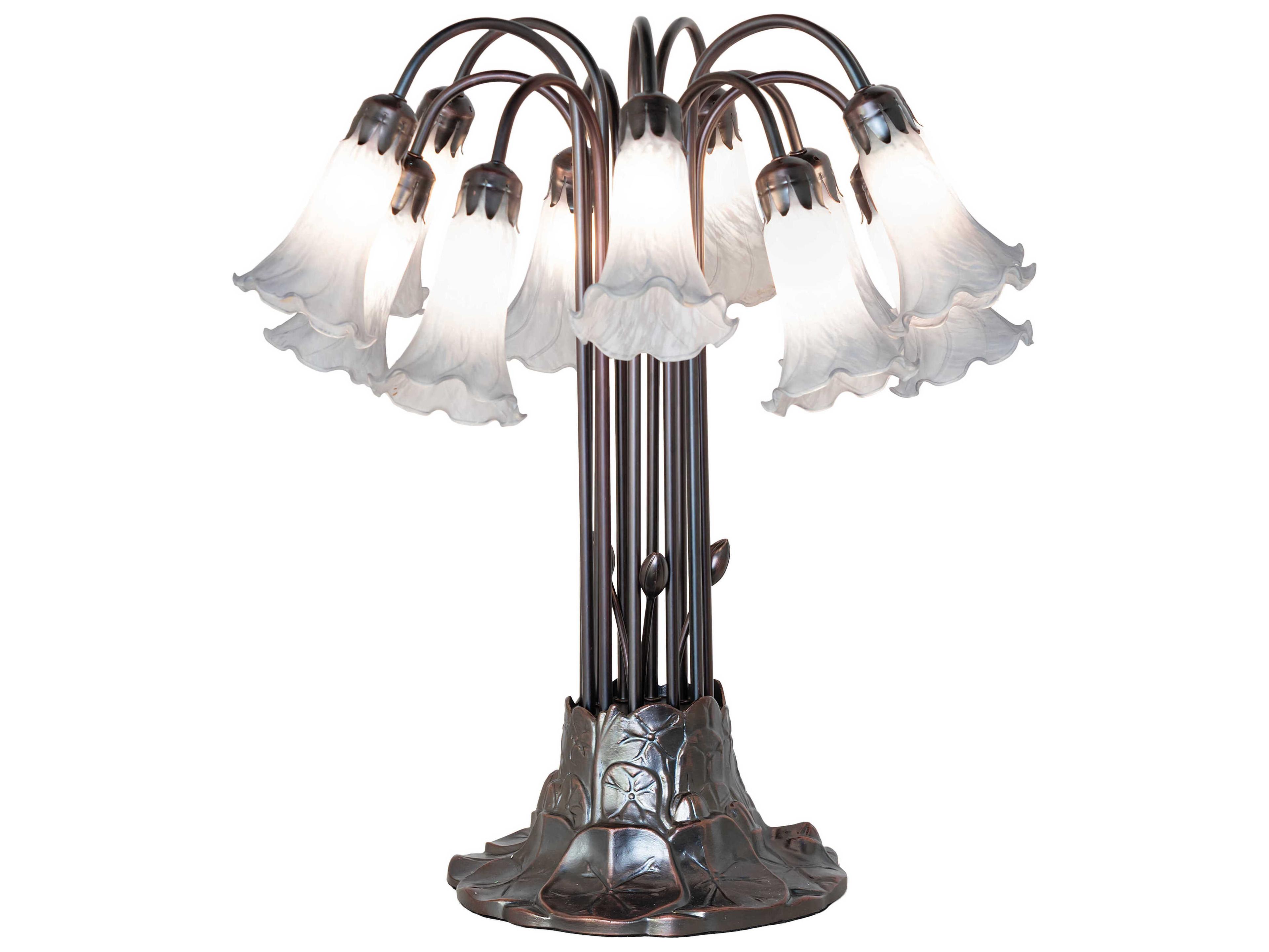 Meyda Tiffany Pond Lily Gray Glass Table Lamp