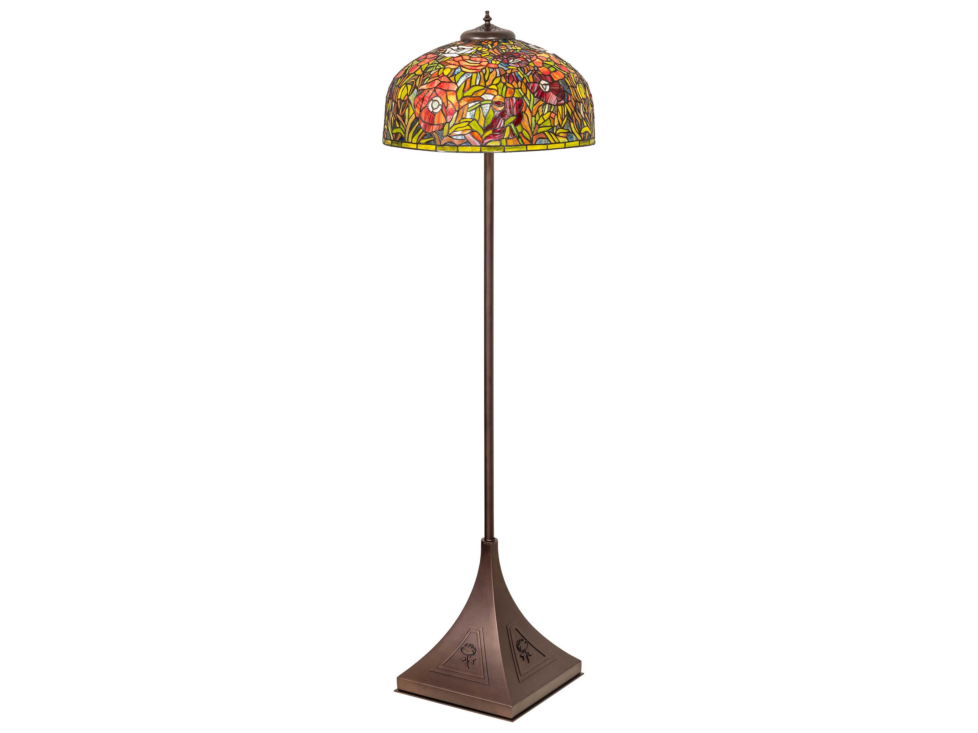 Meyda Tiffany Poppy Mahogany Bronze Floor Lamp