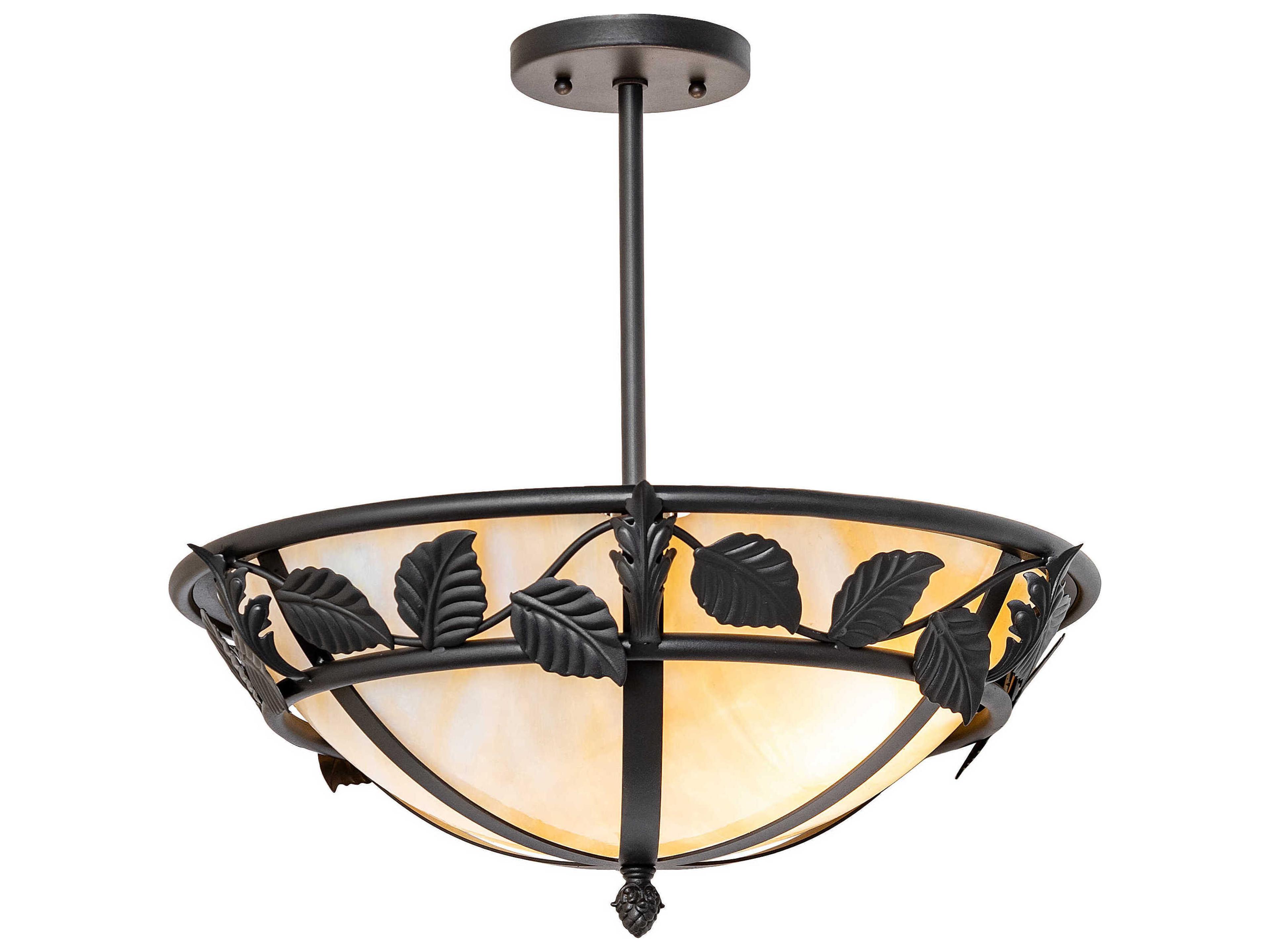 Meyda Estelle 2-Light Wrought Iron Black Bowl Semi Flush Mount