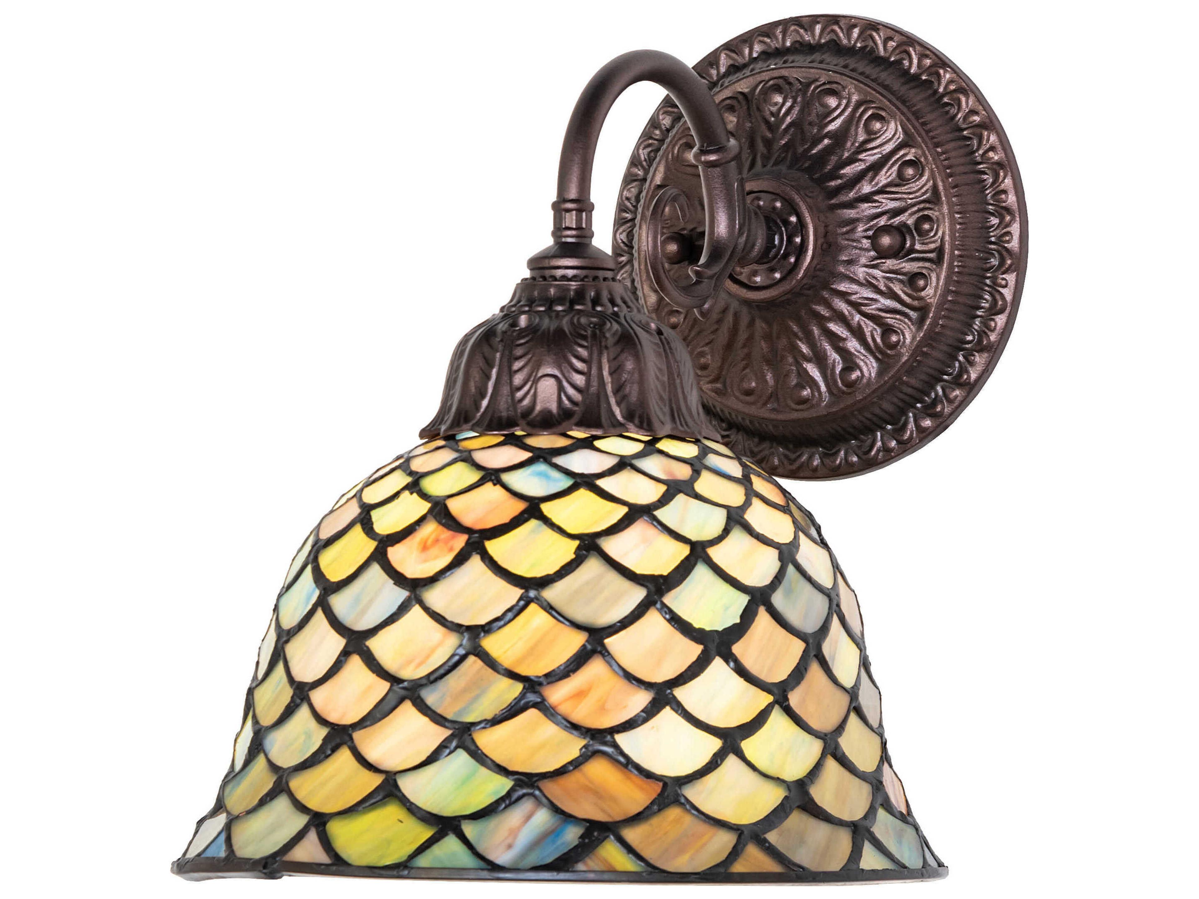 Meyda Tiffany Fishscale 1-Light Stained Glass Wall Sconce