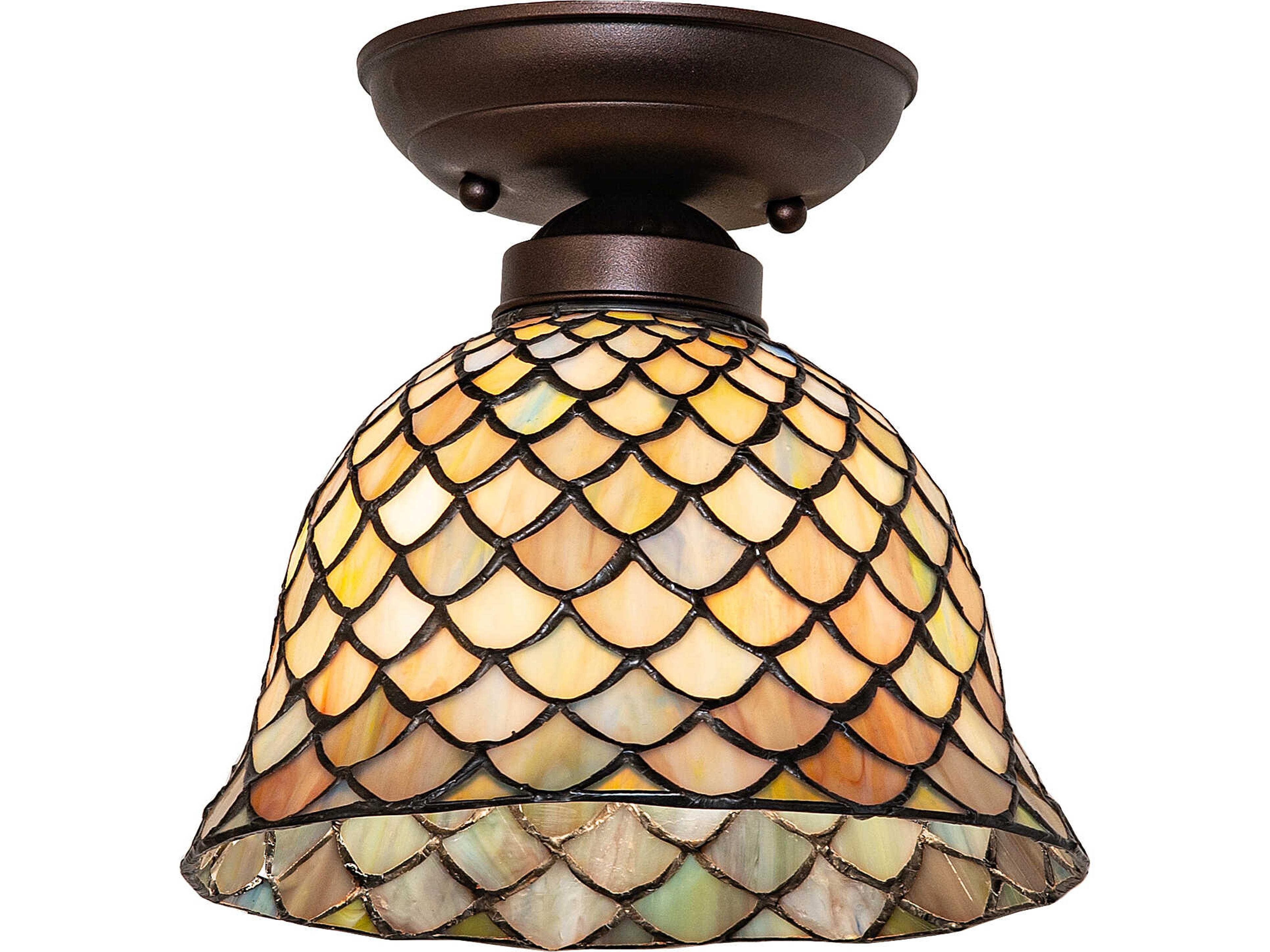 Meyda Tiffany Fishscale 1-Light Bronze Traditional Flush Mount